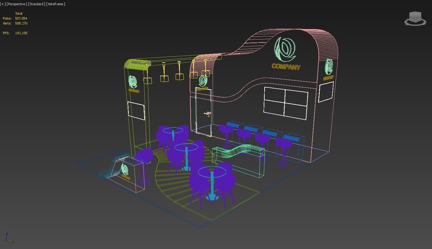 3D Exhibition Booth Stand Stall 6x7m Height 450 cm 3 Side Open 3D model_6
