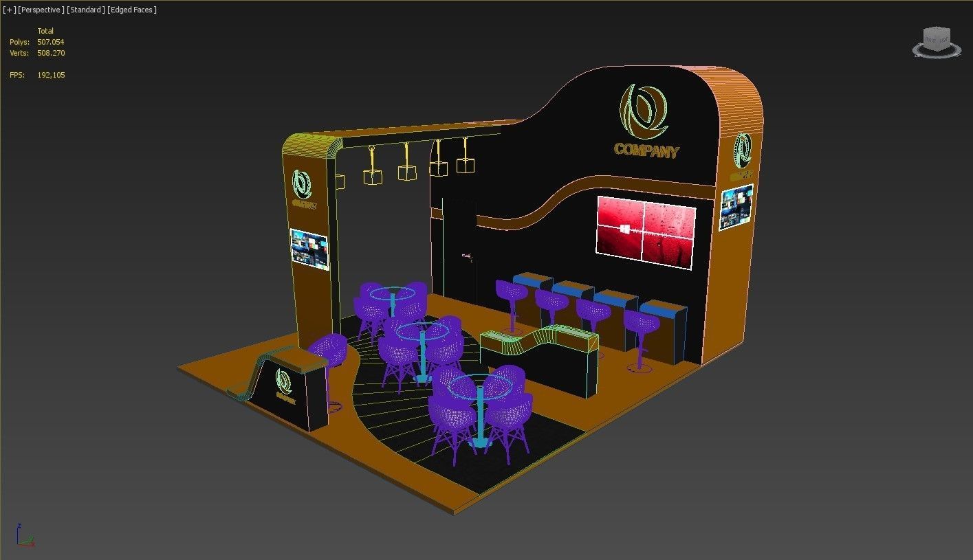 3D Exhibition Booth Stand Stall 6x7m Height 450 cm 3 Side Open 3D model_7