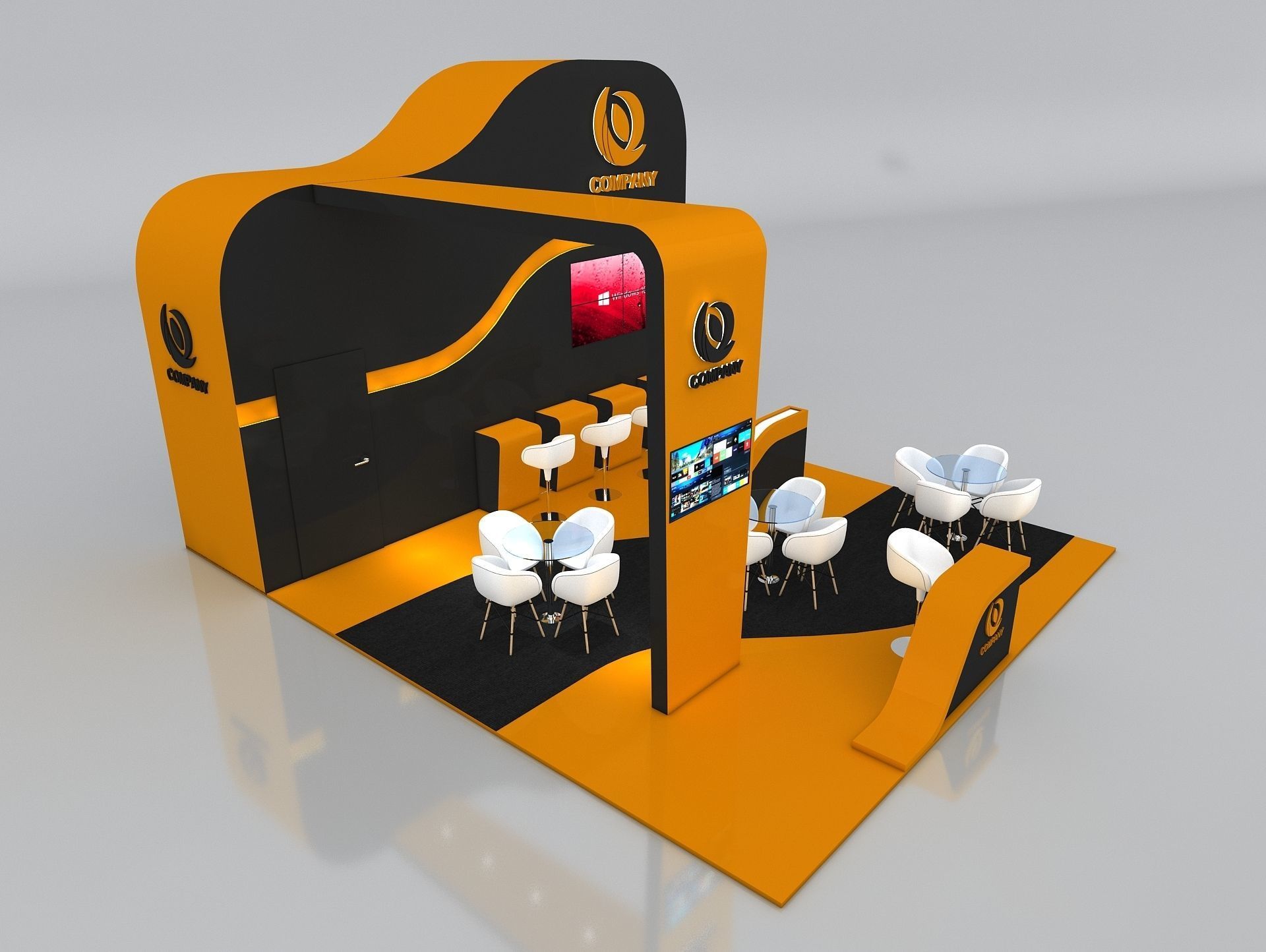 3D Exhibition Booth Stand Stall 6x7m Height 450 cm 3 Side Open 3D model_3