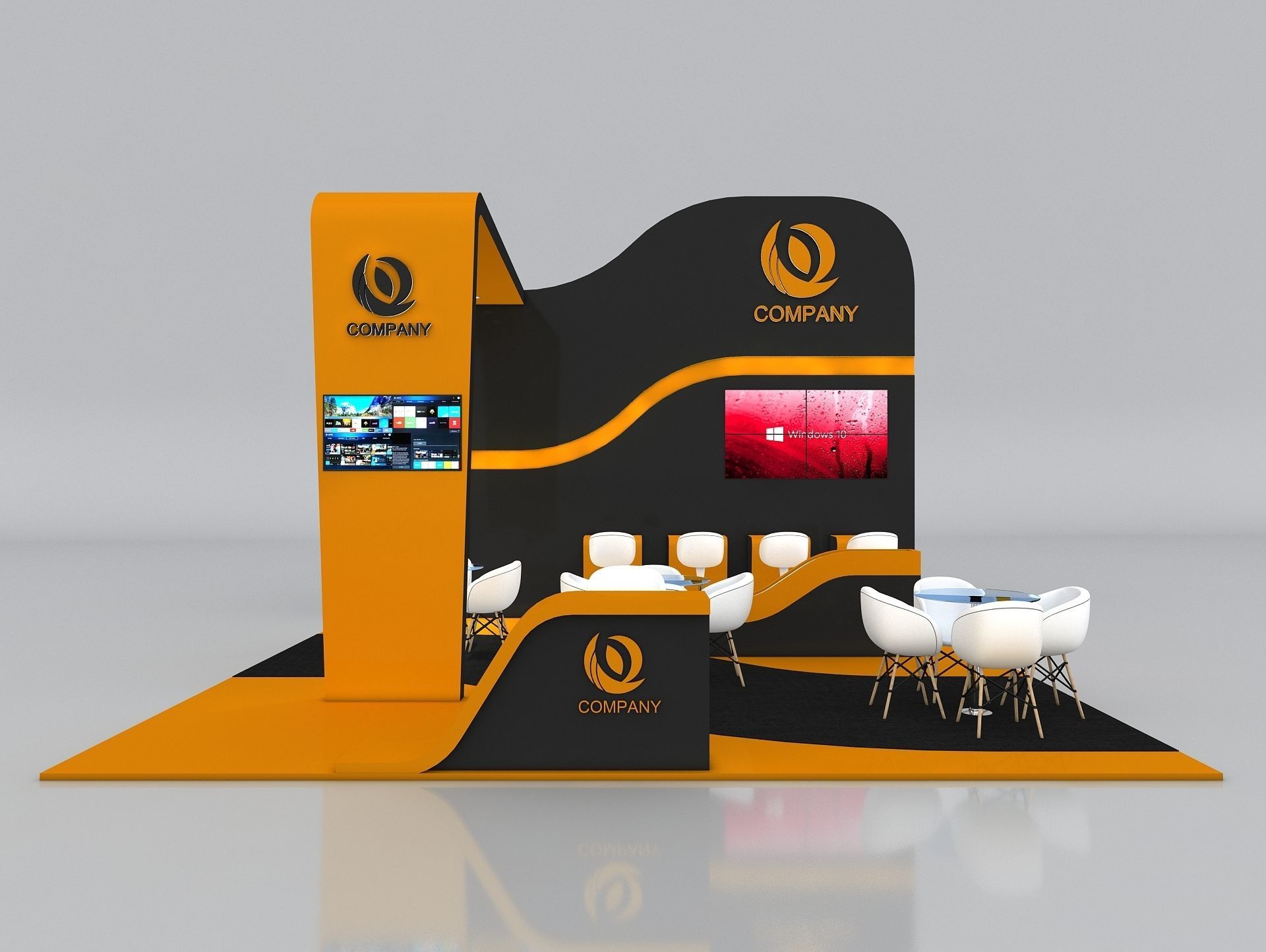 3D Exhibition Booth Stand Stall 6x7m Height 450 cm 3 Side Open 3D model_1