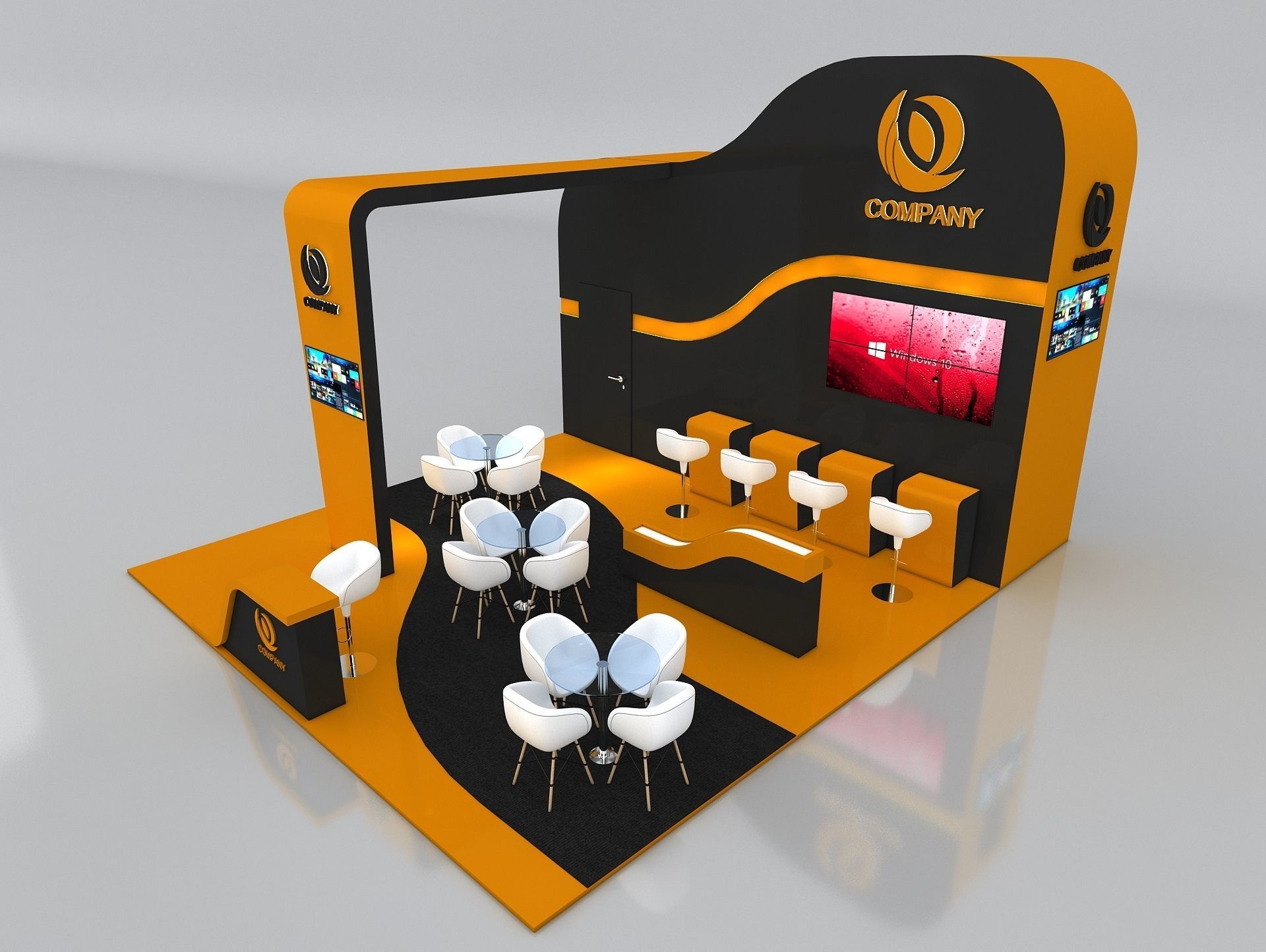 3D Exhibition Booth Stand Stall 6x7m Height 450 cm 3 Side Open 3D model_2