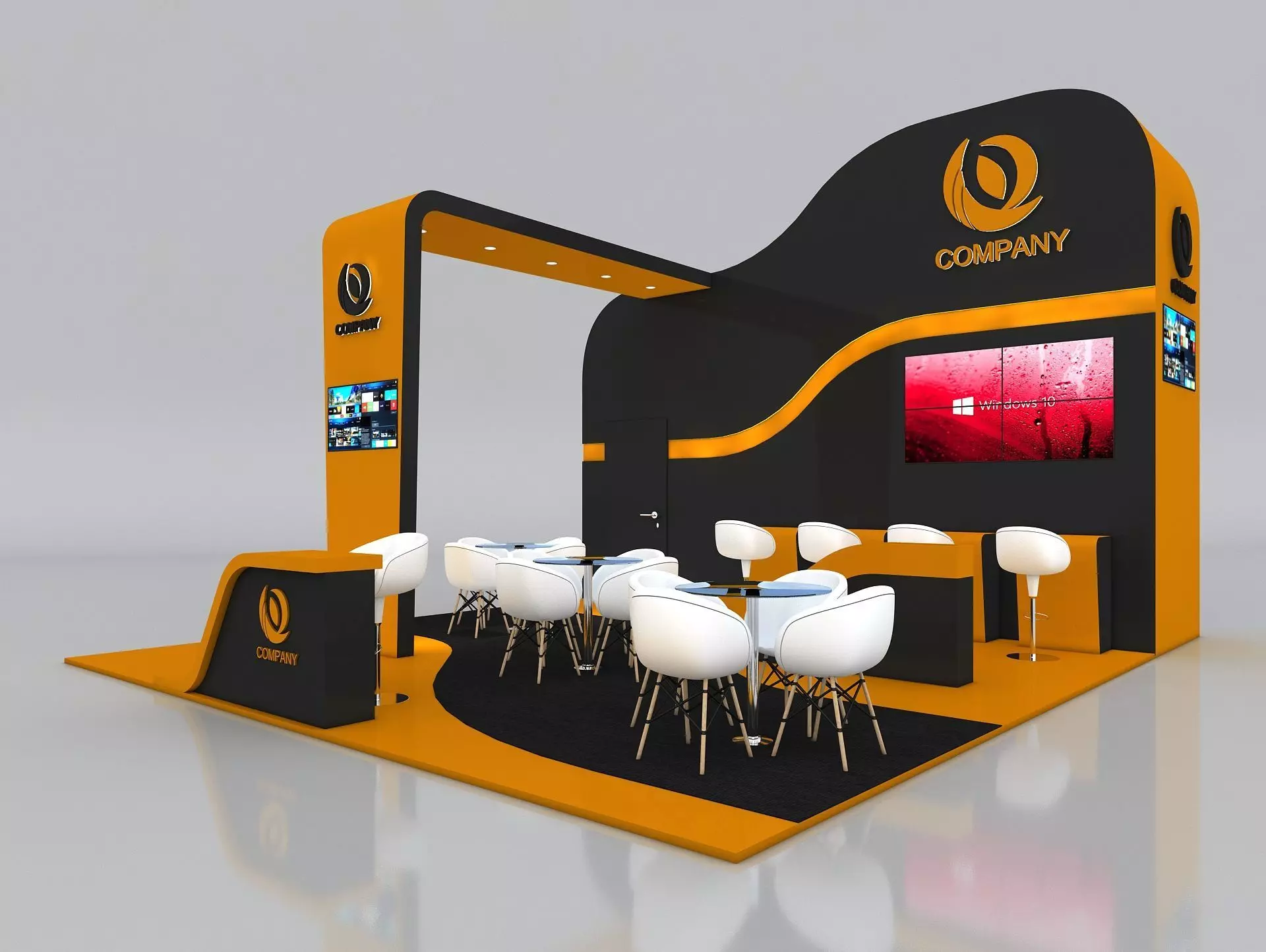 3D Exhibition Booth Stand Stall 6x7m Height 450 cm 3 Side Open 3D model_0