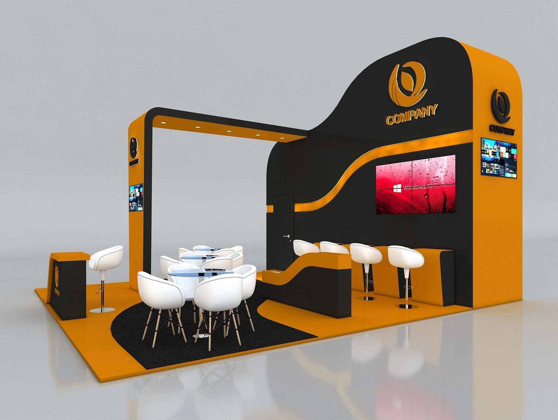 3D Exhibition Booth Stand Stall 6x7m Height 450 cm 3 Side Open 3D model_4