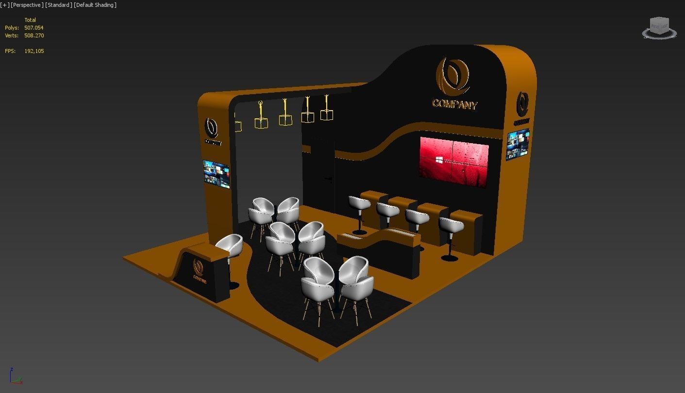 3D Exhibition Booth Stand Stall 6x7m Height 450 cm 3 Side Open 3D model_5