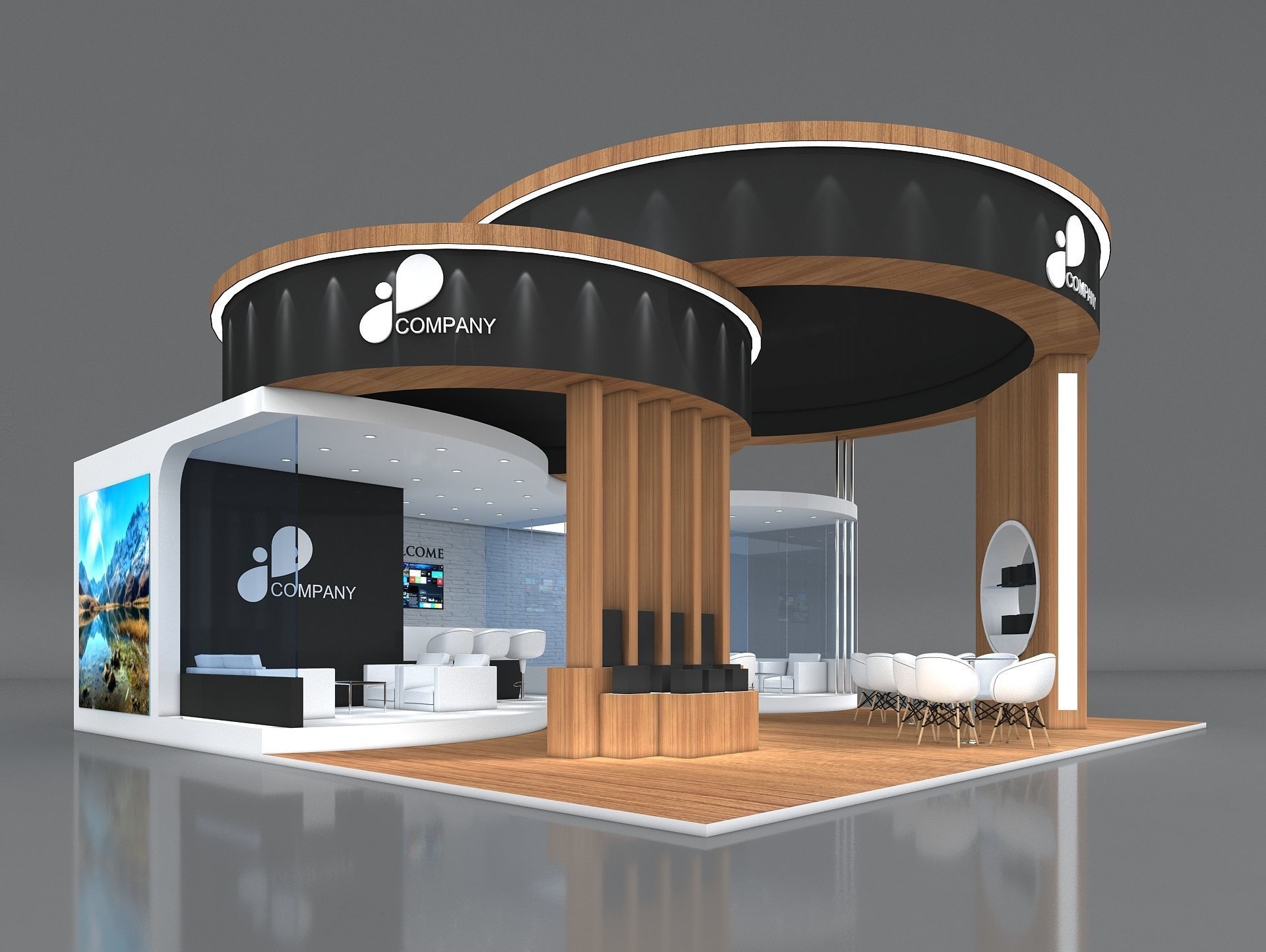3D Exhibition Booth Stand Stall 9x9m Height 500 cm 3 Side Open 3D model_2