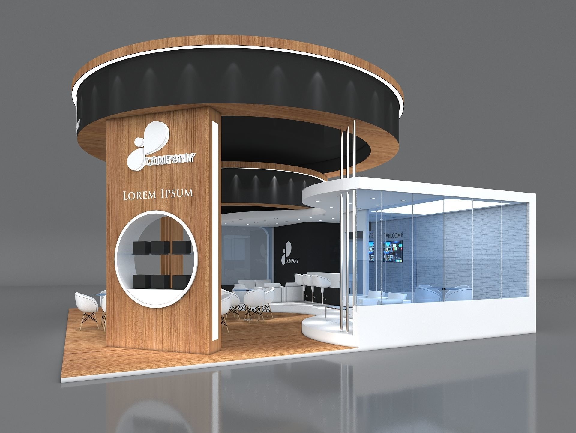 3D Exhibition Booth Stand Stall 9x9m Height 500 cm 3 Side Open 3D model_4