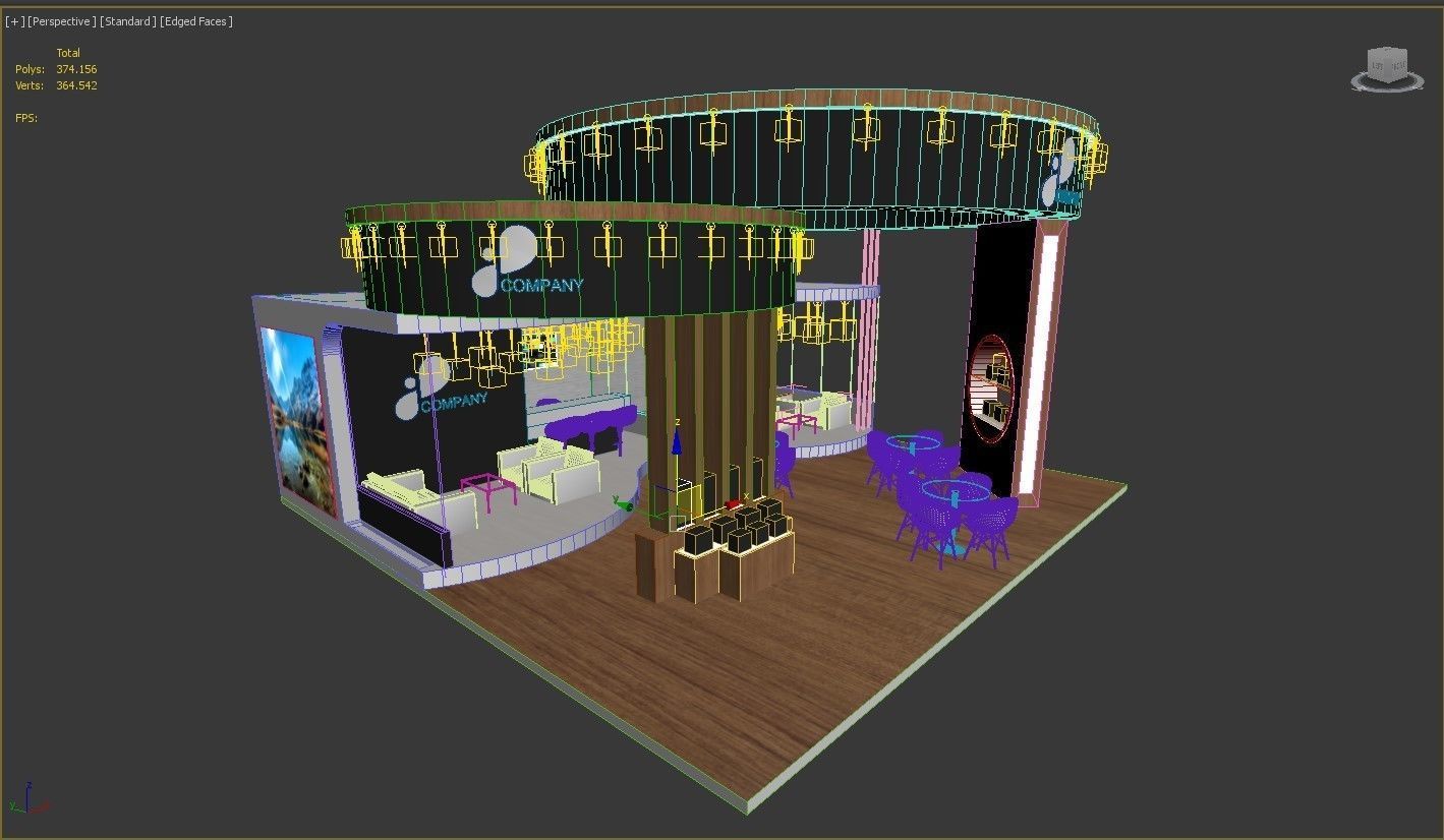 3D Exhibition Booth Stand Stall 9x9m Height 500 cm 3 Side Open 3D model_10