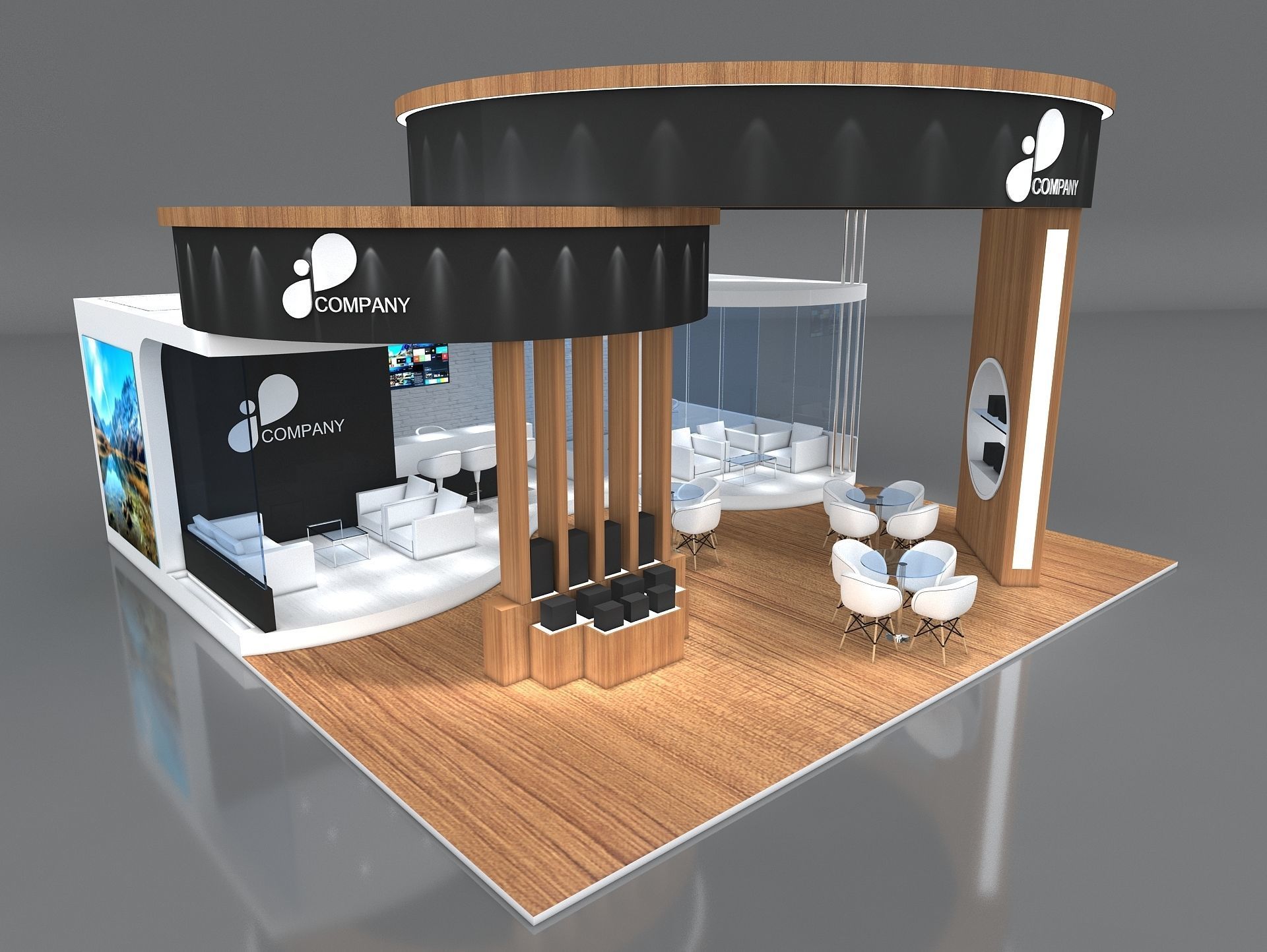 3D Exhibition Booth Stand Stall 9x9m Height 500 cm 3 Side Open 3D model_3