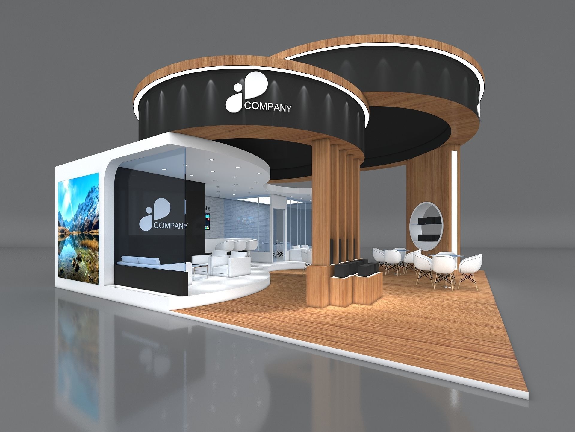 3D Exhibition Booth Stand Stall 9x9m Height 500 cm 3 Side Open 3D model_7