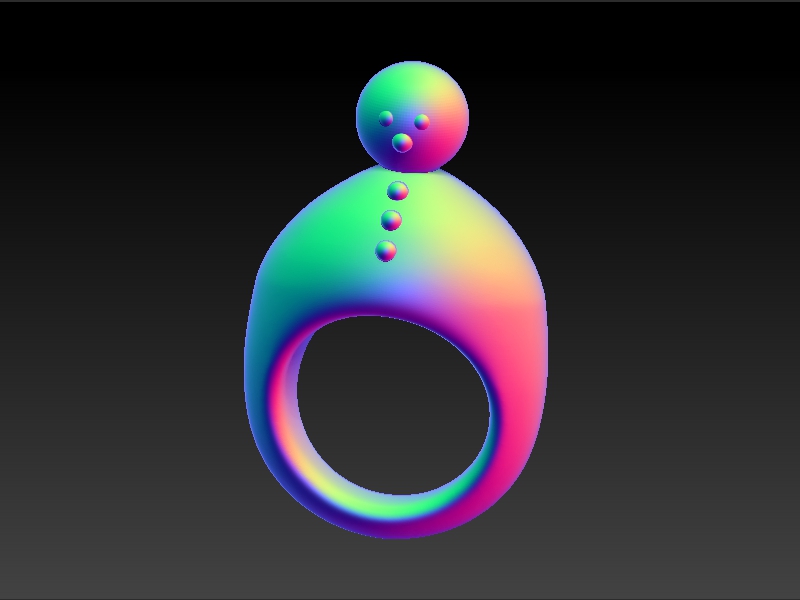 snow man ring 3D print model_4