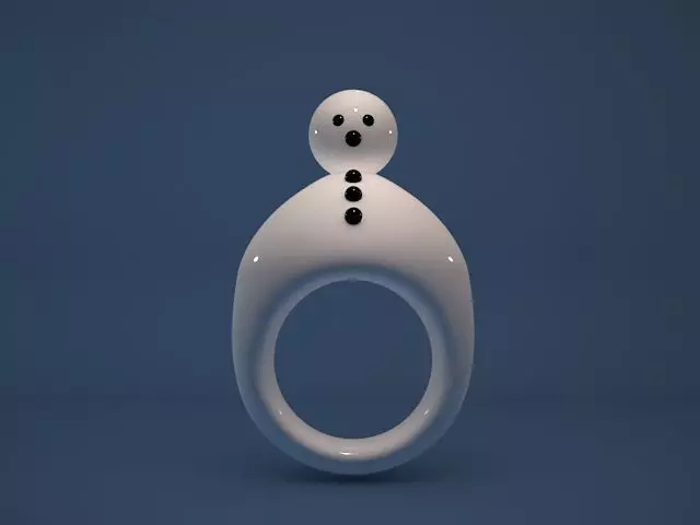 snow man ring 3D print model_0