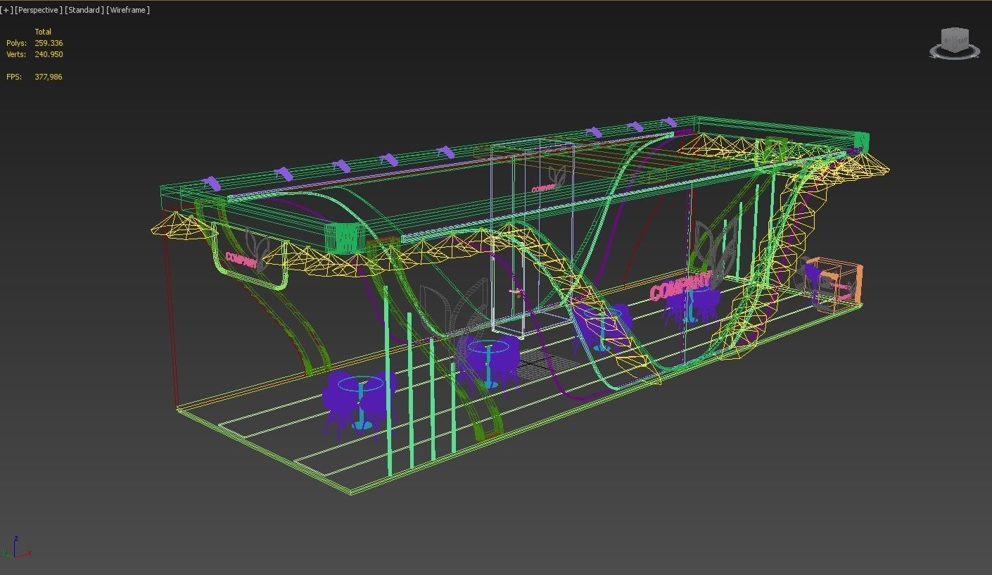 Booth Exhibition Stand Stall 15x5m Height 400 cm 3 Side Open 3D model_10