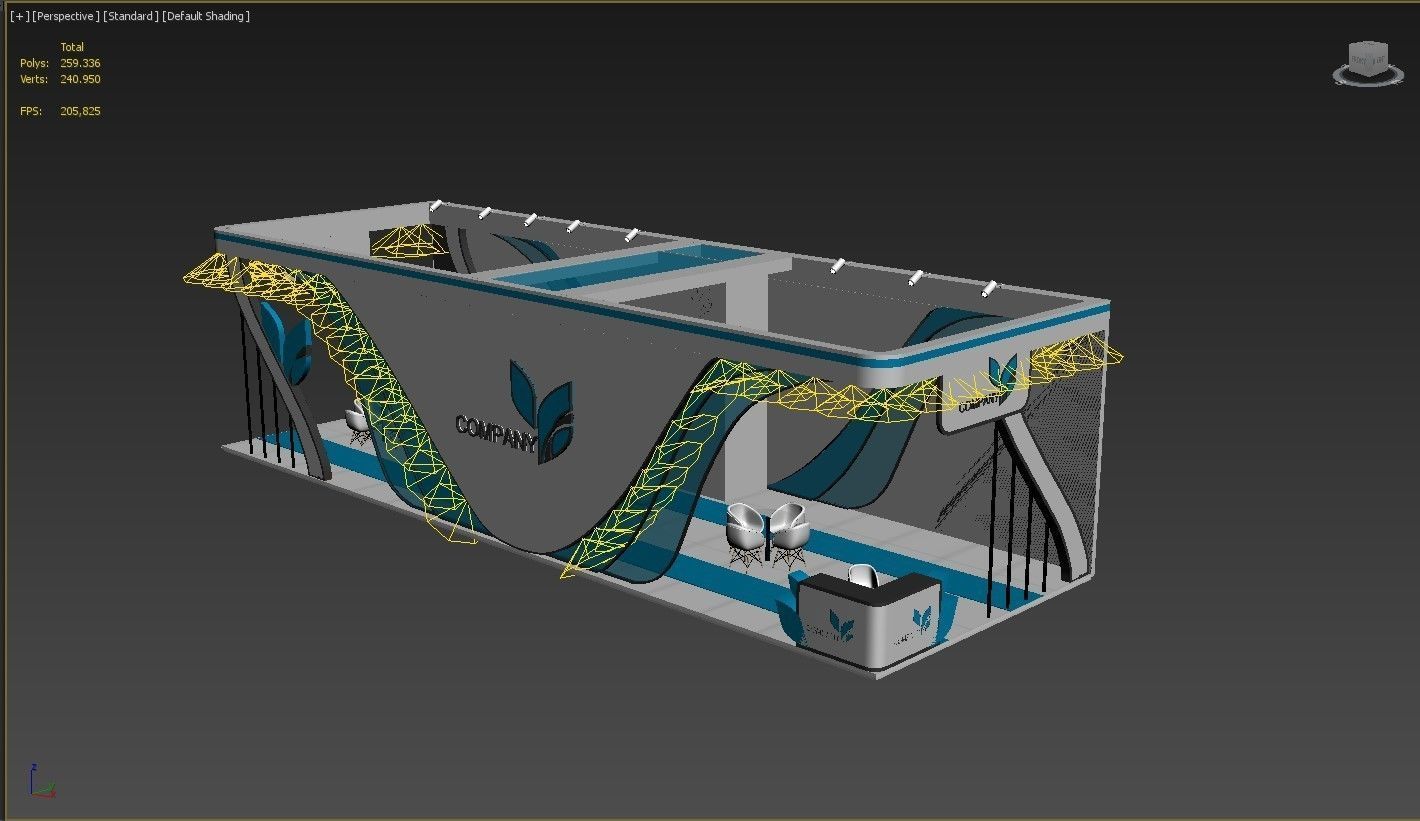 Booth Exhibition Stand Stall 15x5m Height 400 cm 3 Side Open 3D model_8