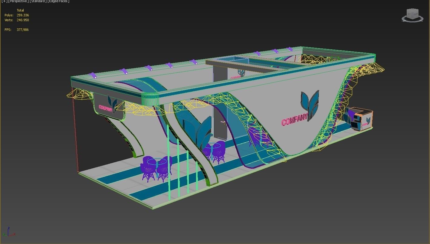 Booth Exhibition Stand Stall 15x5m Height 400 cm 3 Side Open 3D model_9