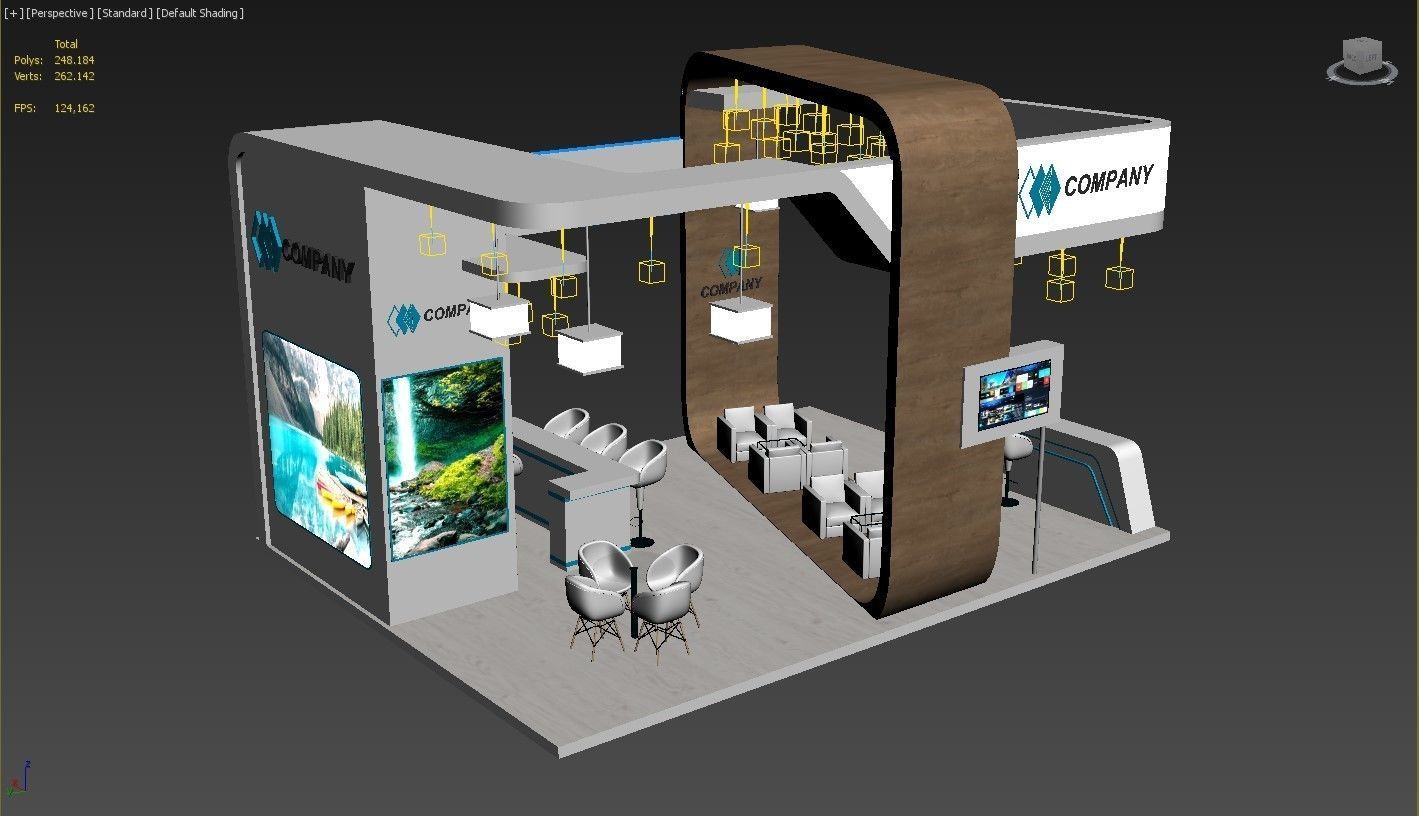 Exhibition Stand Booth Stall 8x6m Height 500cm 4 Side Open 3D model_9