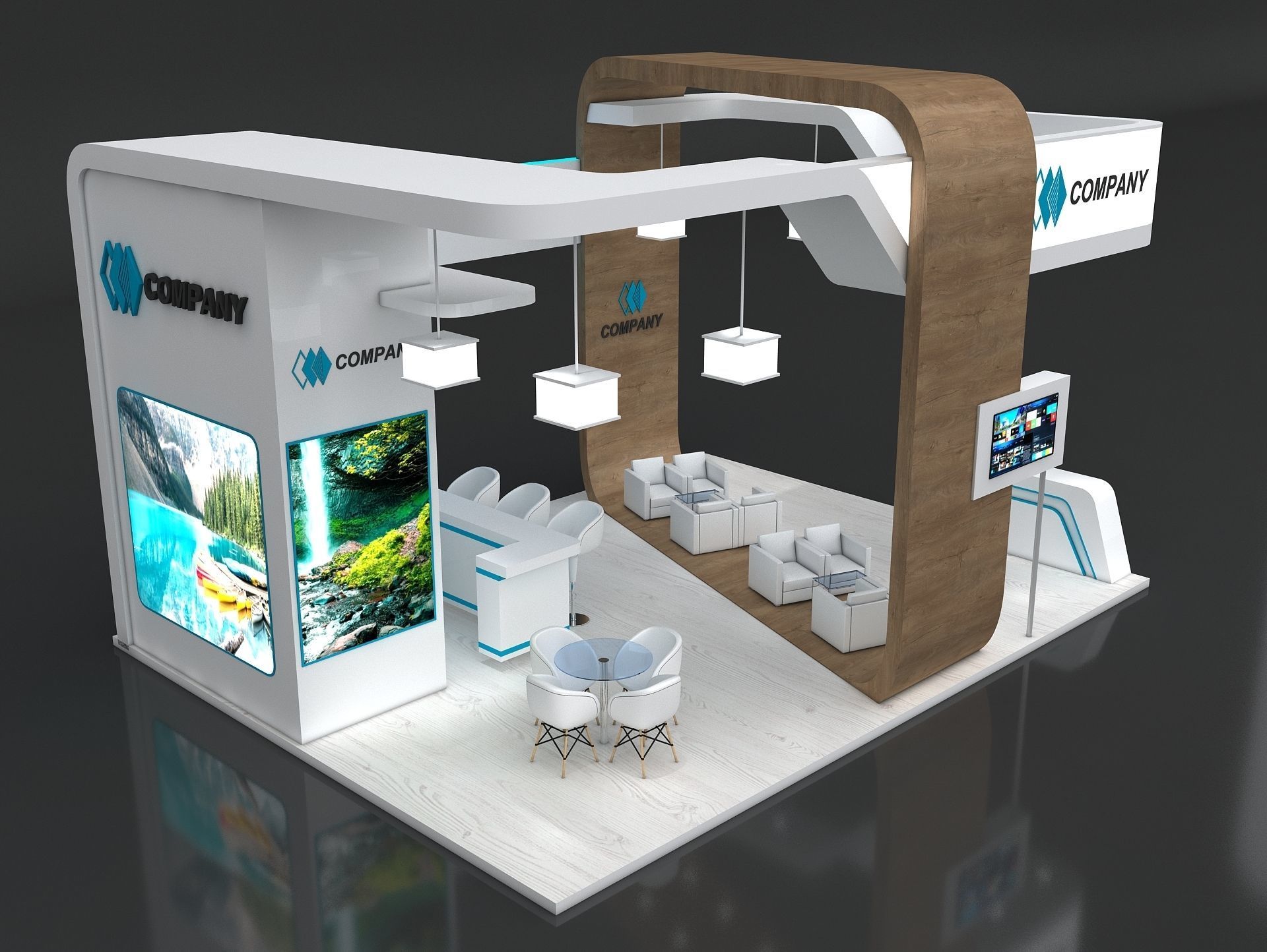 Exhibition Stand Booth Stall 8x6m Height 500cm 4 Side Open 3D model_8
