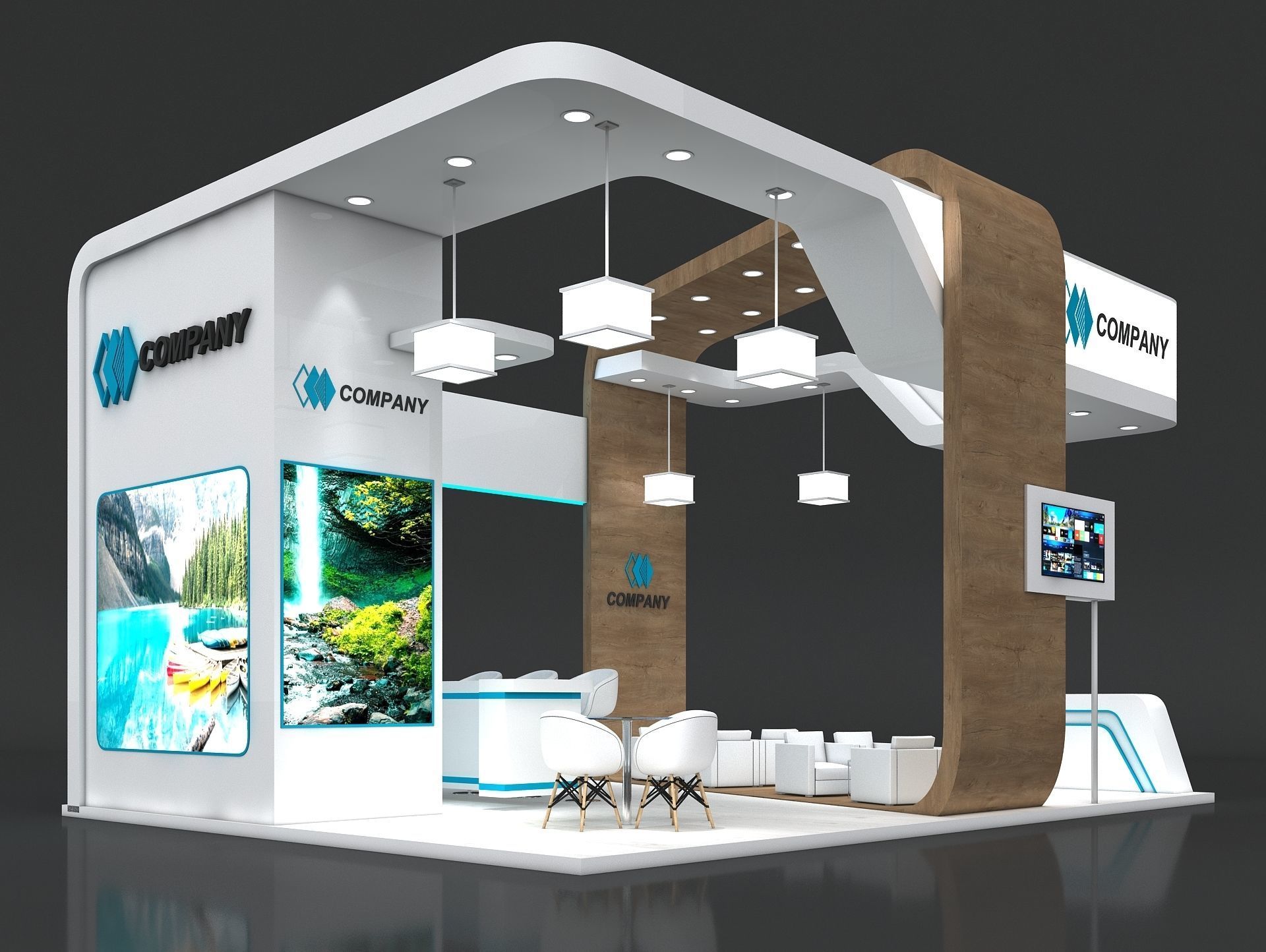 Exhibition Stand Booth Stall 8x6m Height 500cm 4 Side Open 3D model_3