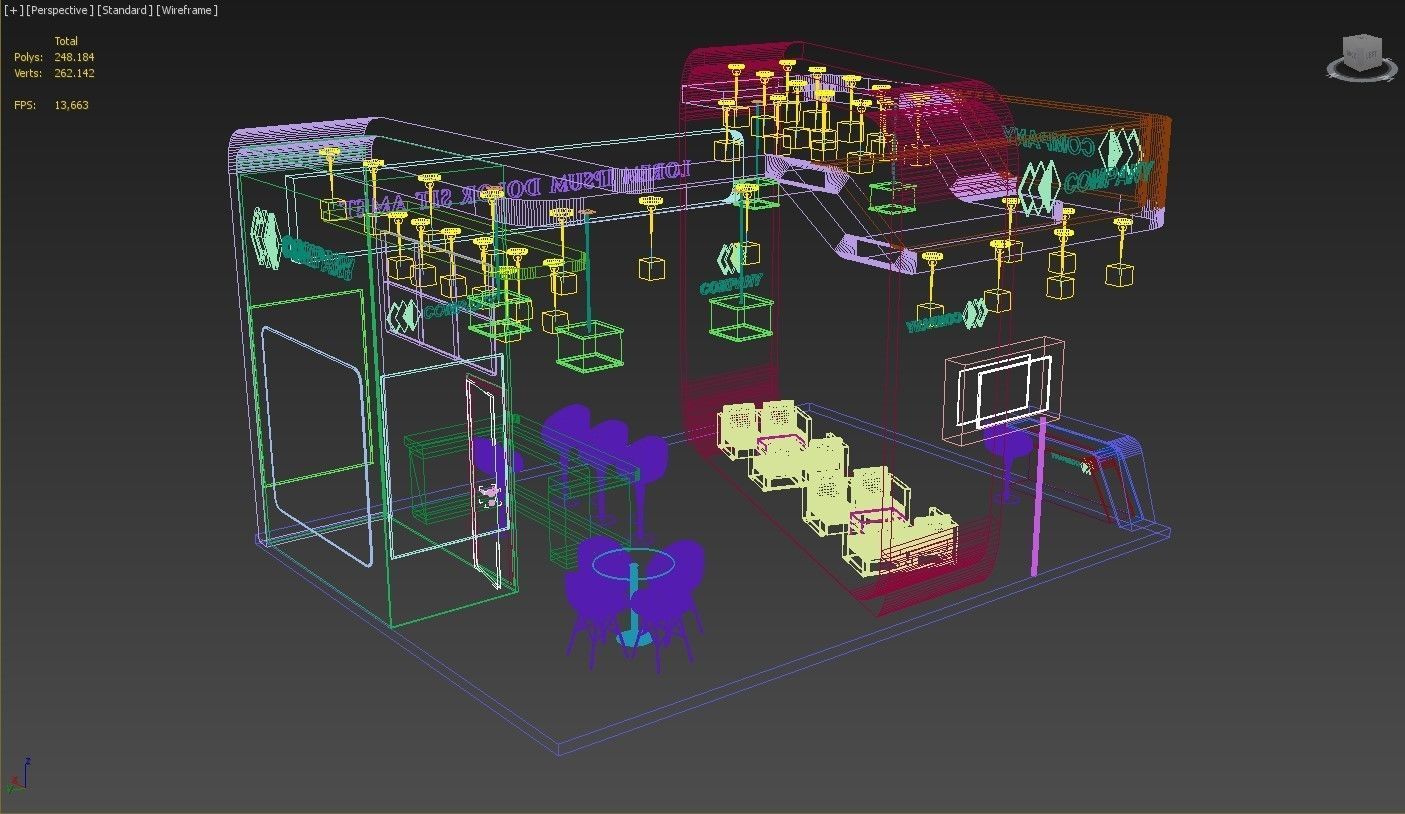 Exhibition Stand Booth Stall 8x6m Height 500cm 4 Side Open 3D model_10