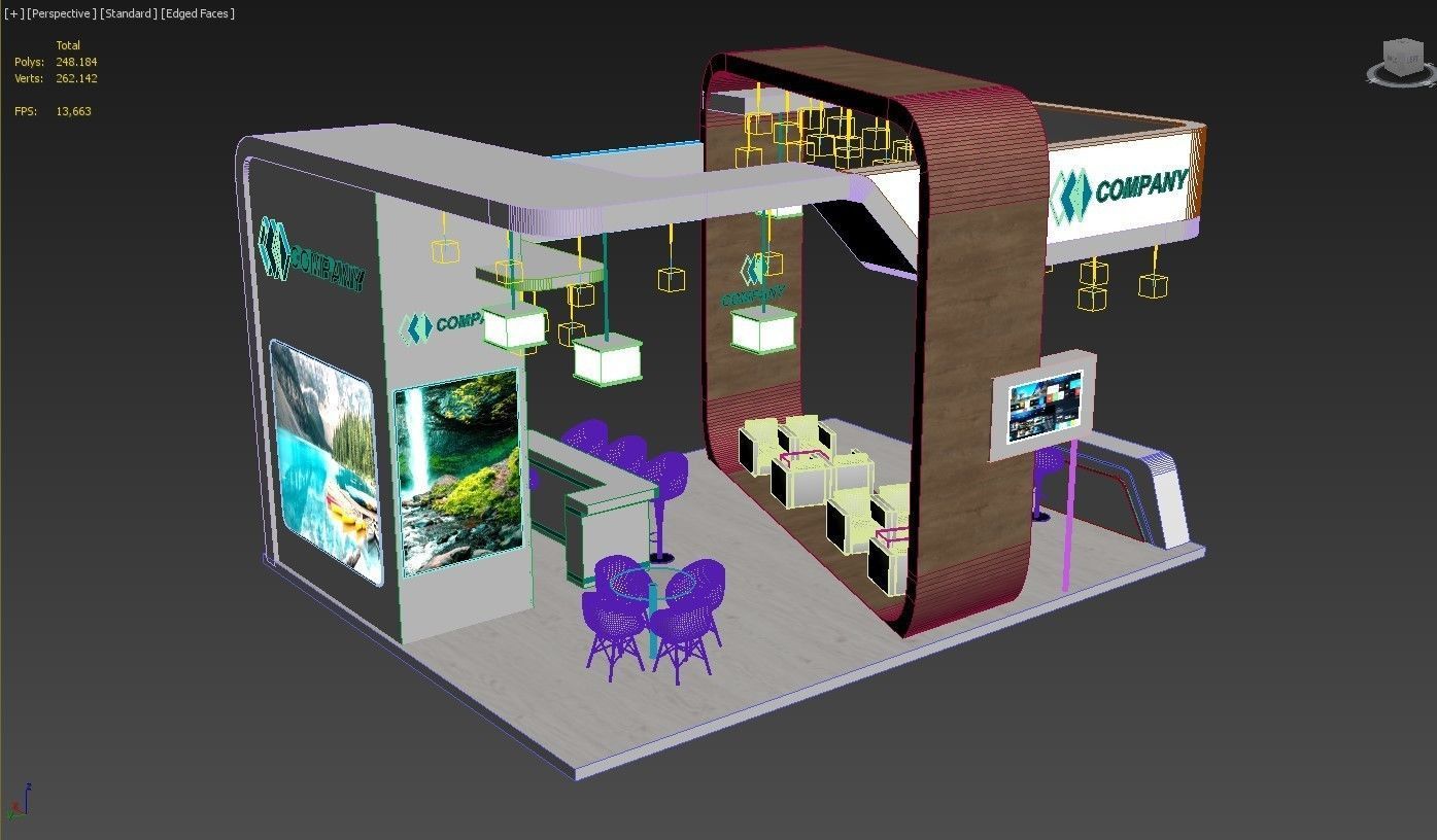 Exhibition Stand Booth Stall 8x6m Height 500cm 4 Side Open 3D model_11