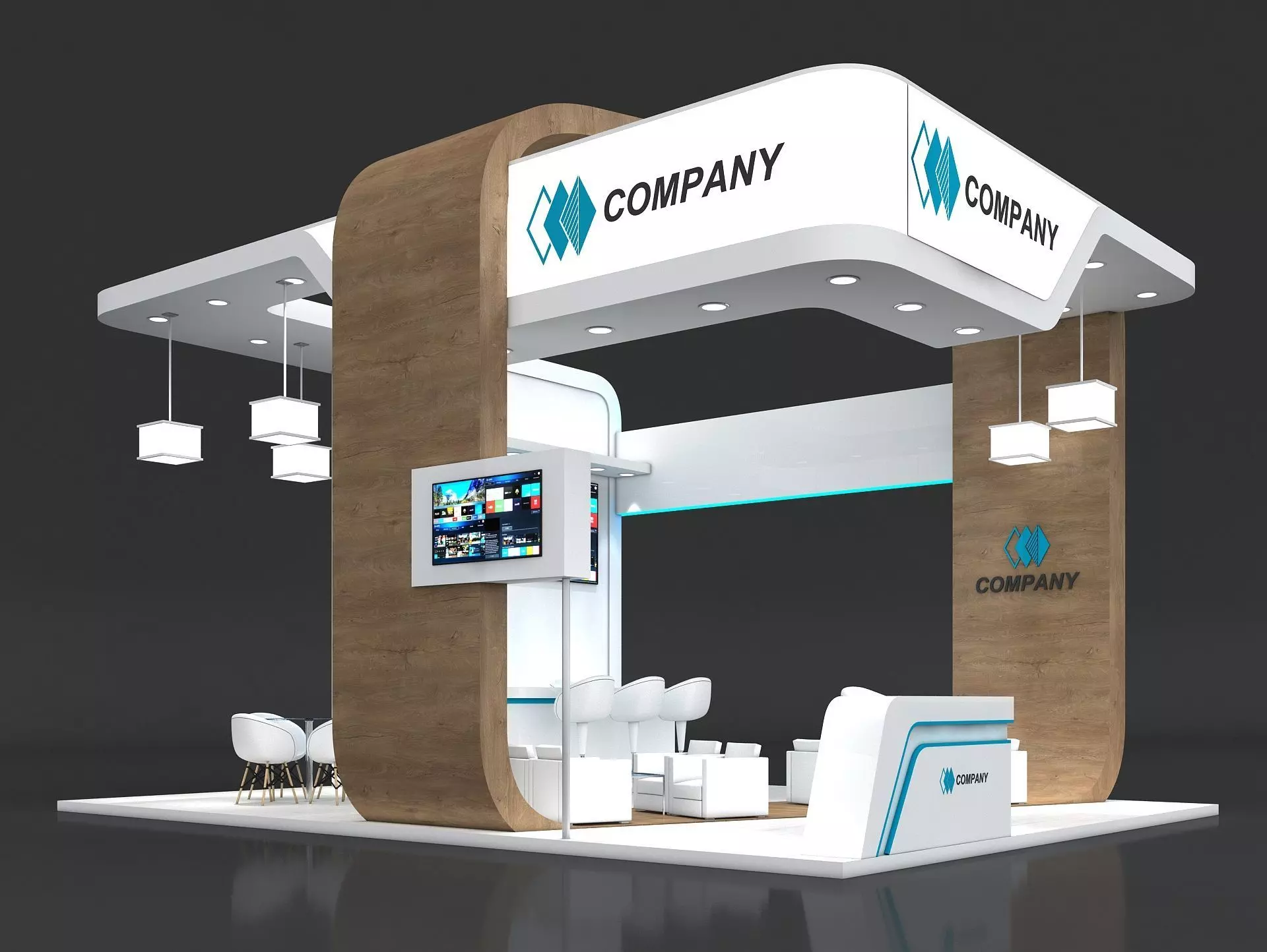 Exhibition Stand Booth Stall 8x6m Height 500cm 4 Side Open 3D model_0