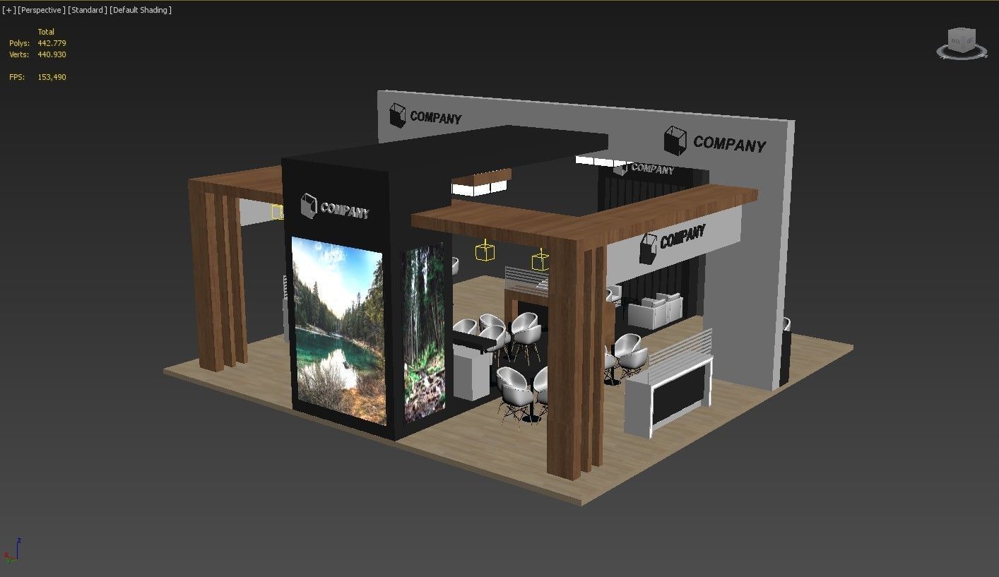Exhibition Stand Booth Stall 10x10m Height 500cm 4 Side Open 3D model_7
