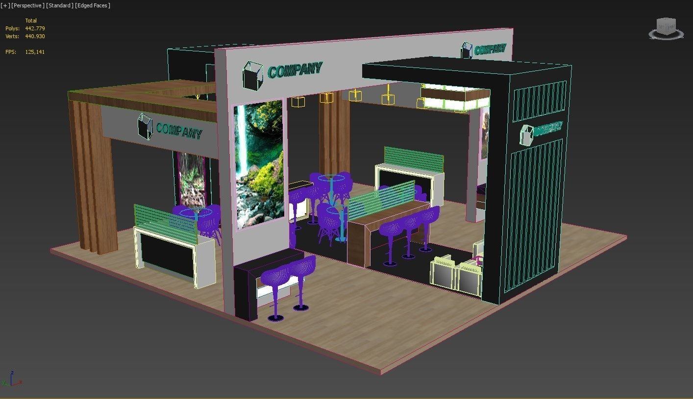 Exhibition Stand Booth Stall 10x10m Height 500cm 4 Side Open 3D model_9