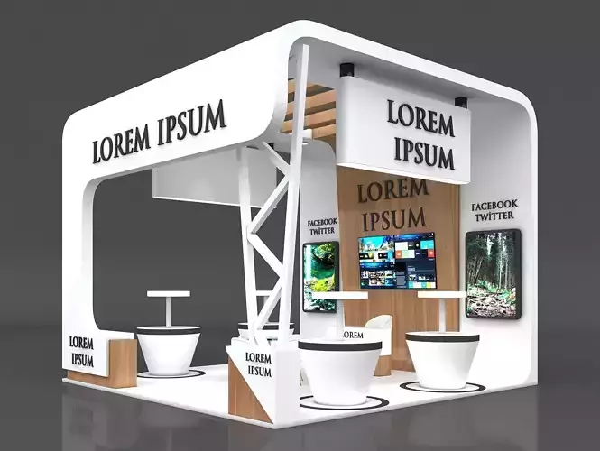 Exhibition Stand Booth Stall 6x6m Height 500cm 3 Side Open