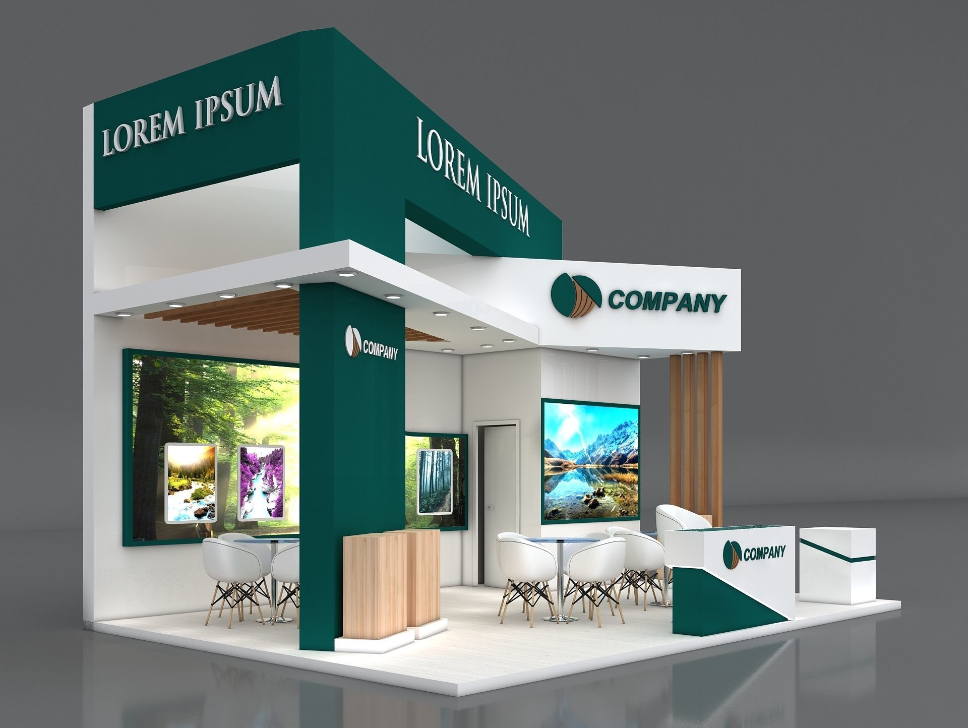 Exhibition Stand Booth Stall 7x5m Height 500cm 3 Side Open 3D model_1