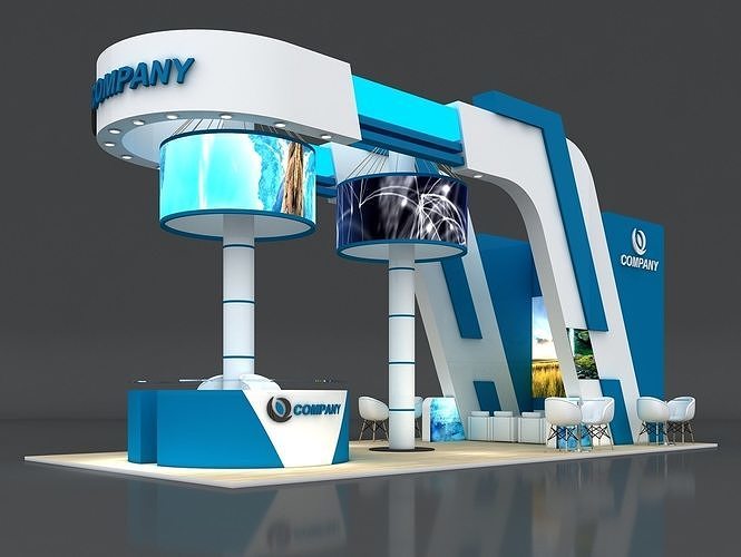 Exhibition Stand Booth Stall 10x5m Height 500cm 4 Side Open 3D model