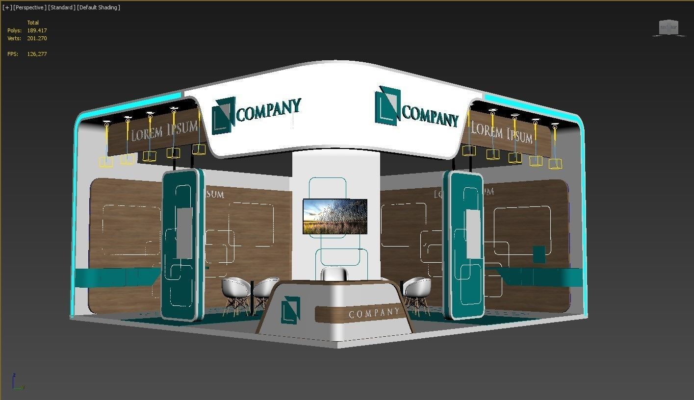 Exhibition Booth Stand Stall 8x8m Height 450 cm 2 Side Open 3D model_7
