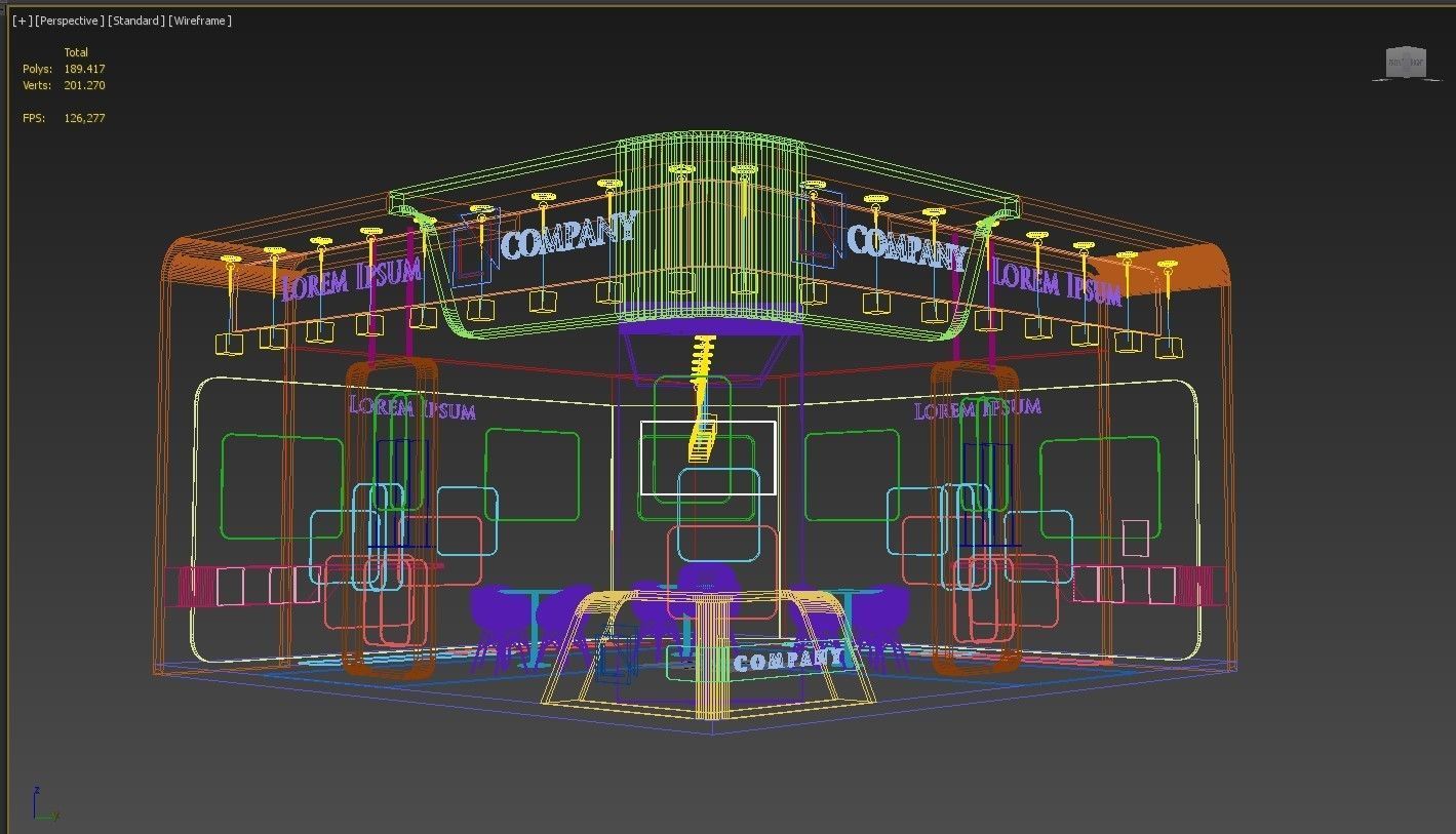 Exhibition Booth Stand Stall 8x8m Height 450 cm 2 Side Open 3D model_8