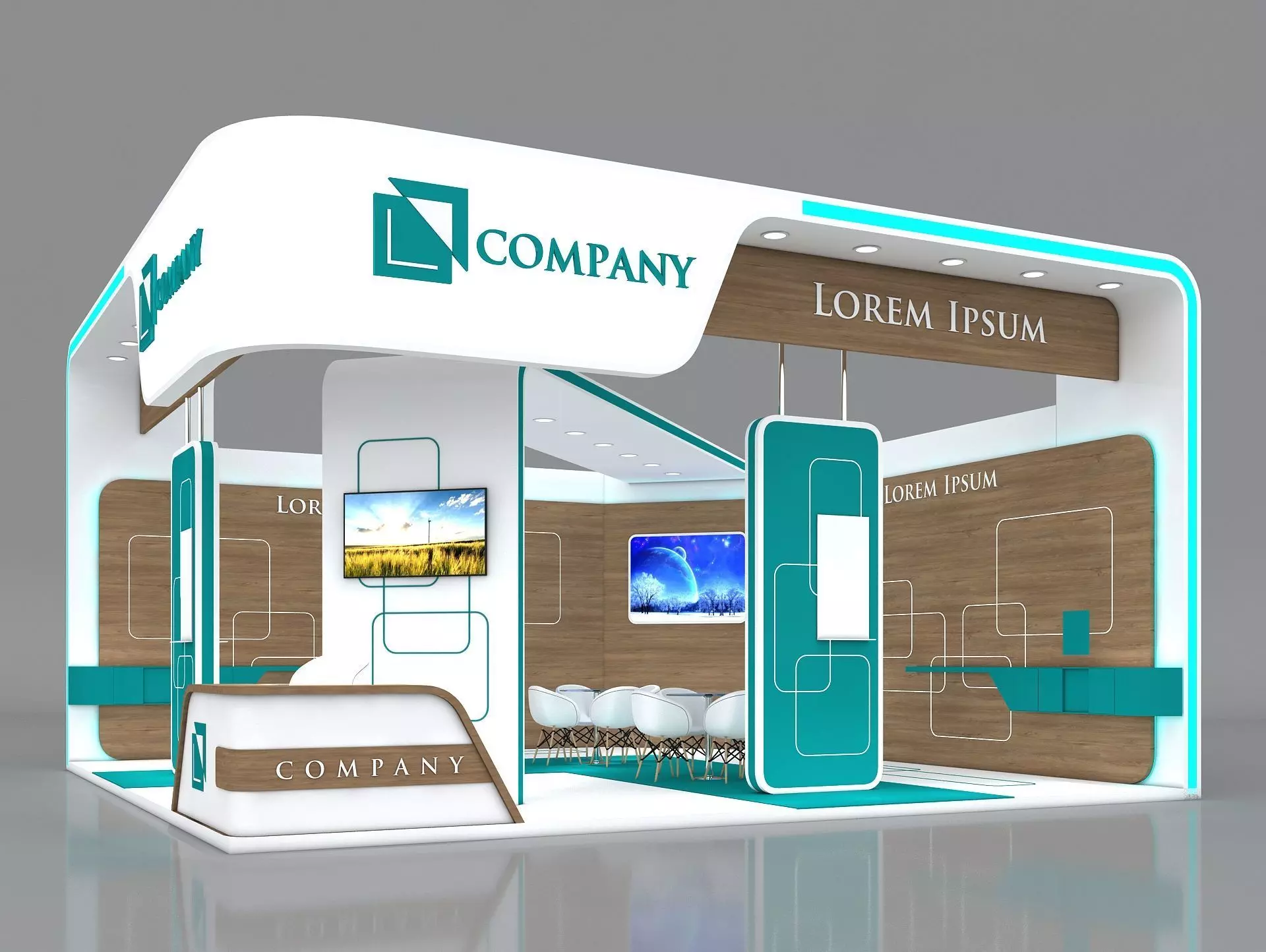 Exhibition Booth Stand Stall 8x8m Height 450 cm 2 Side Open 3D model_0