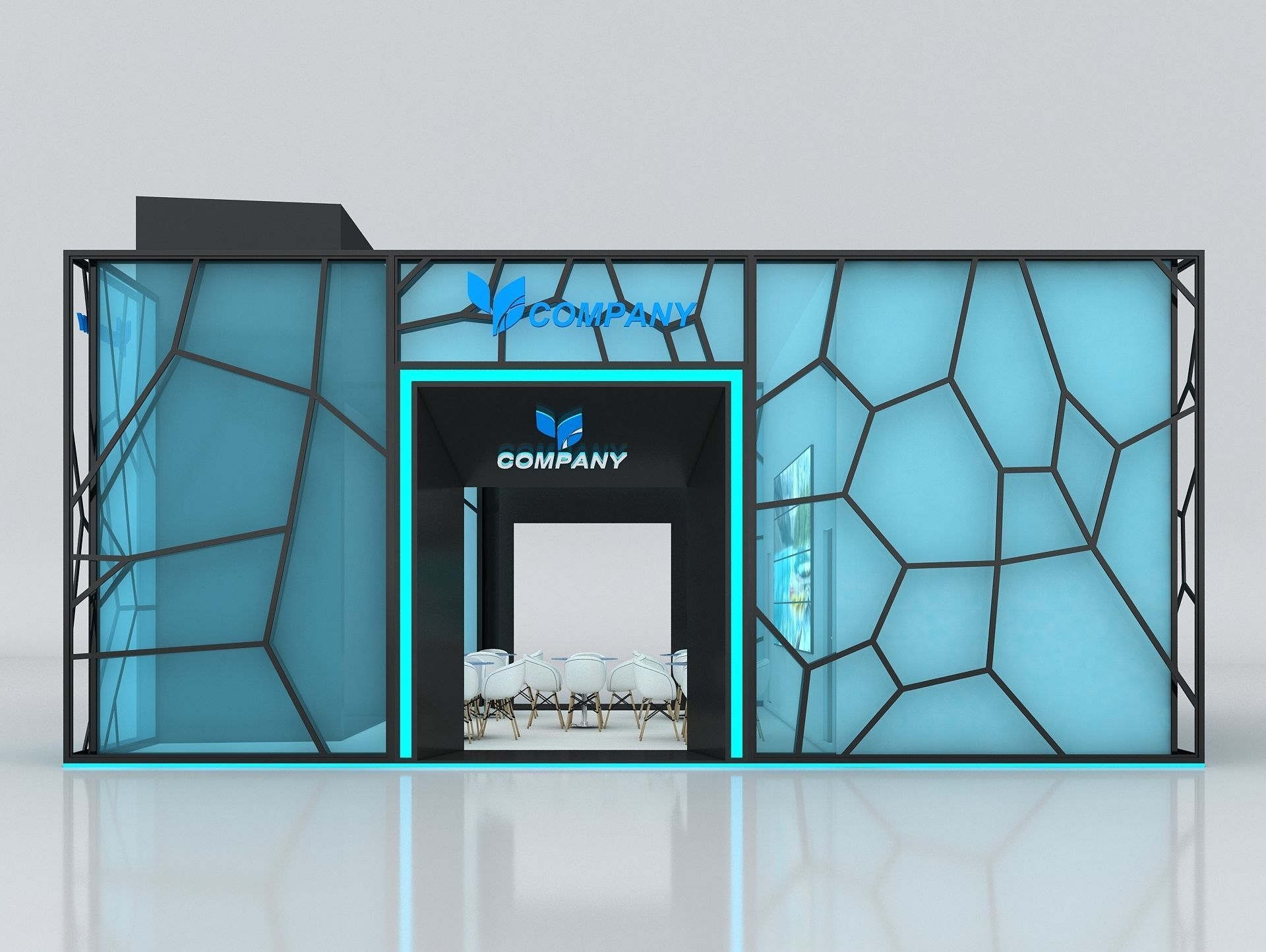 Exhibition Booth Stand Stall 10x8m Height 500 cm 4 Side Open 3D model_4