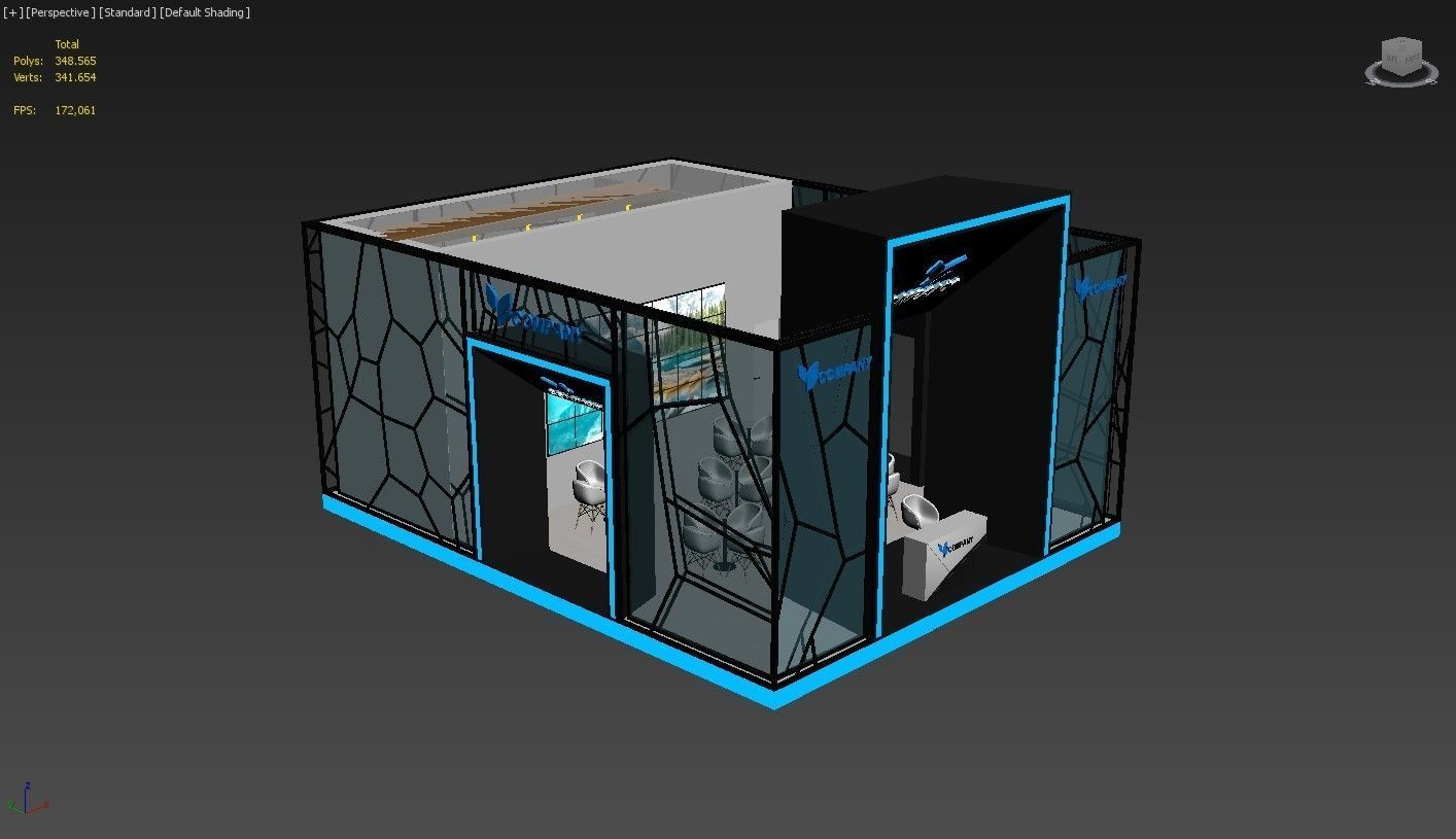 Exhibition Booth Stand Stall 10x8m Height 500 cm 4 Side Open 3D model_7