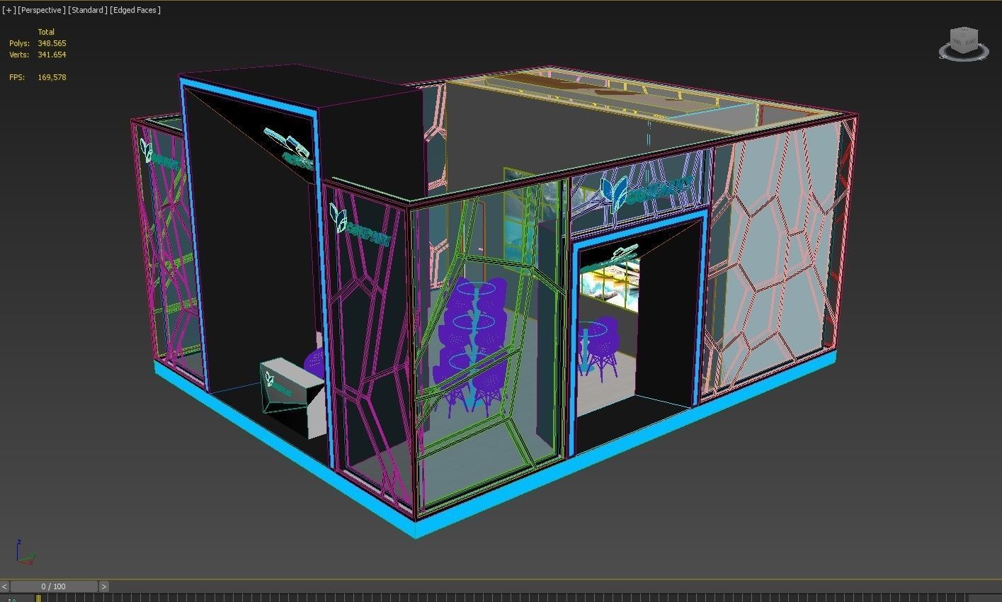 Exhibition Booth Stand Stall 10x8m Height 500 cm 4 Side Open 3D model_9