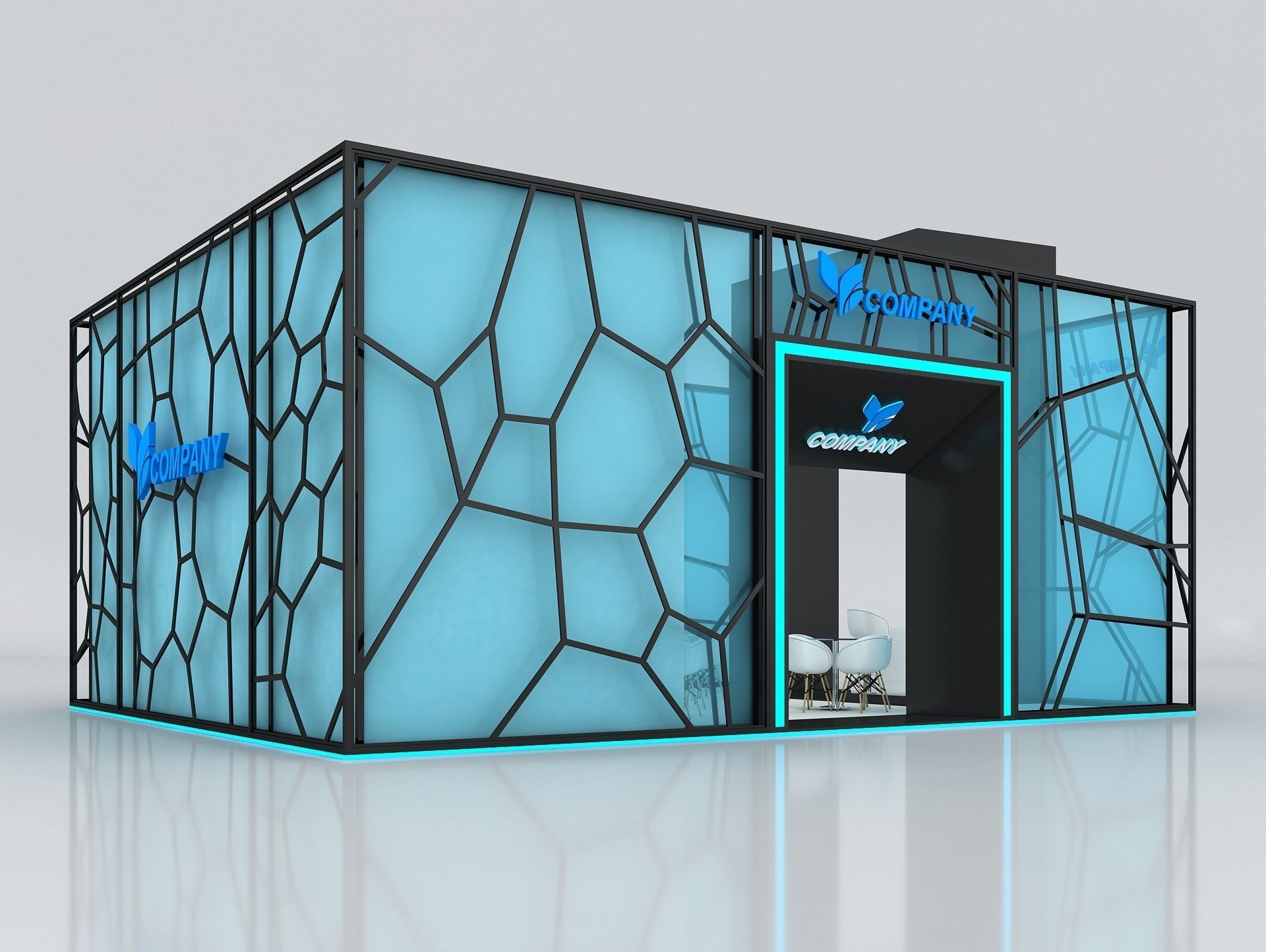 Exhibition Booth Stand Stall 10x8m Height 500 cm 4 Side Open 3D model_3