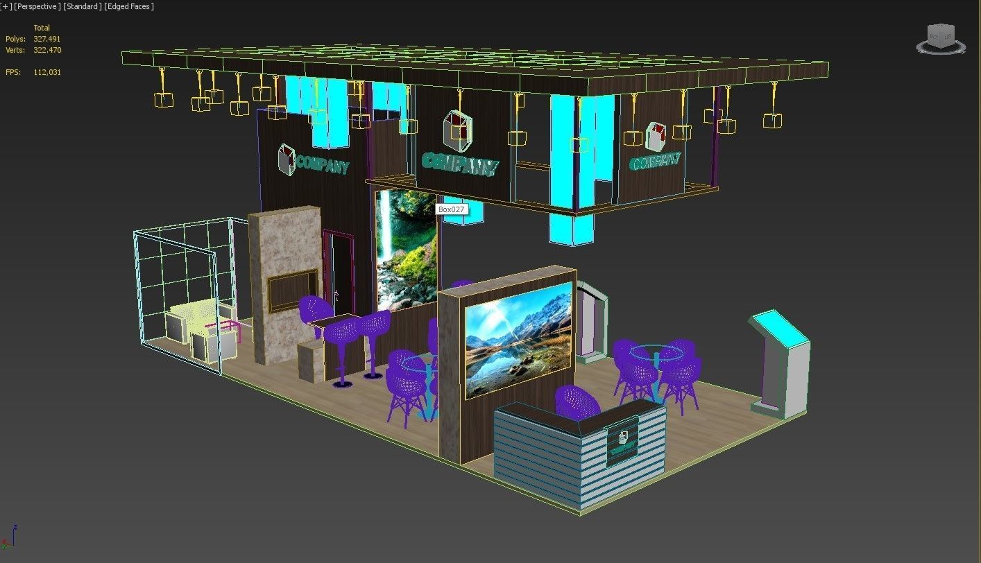 Booth Exhibition Stand Stall 10x5m Height 500 cm 4 Side Open 3D model_9
