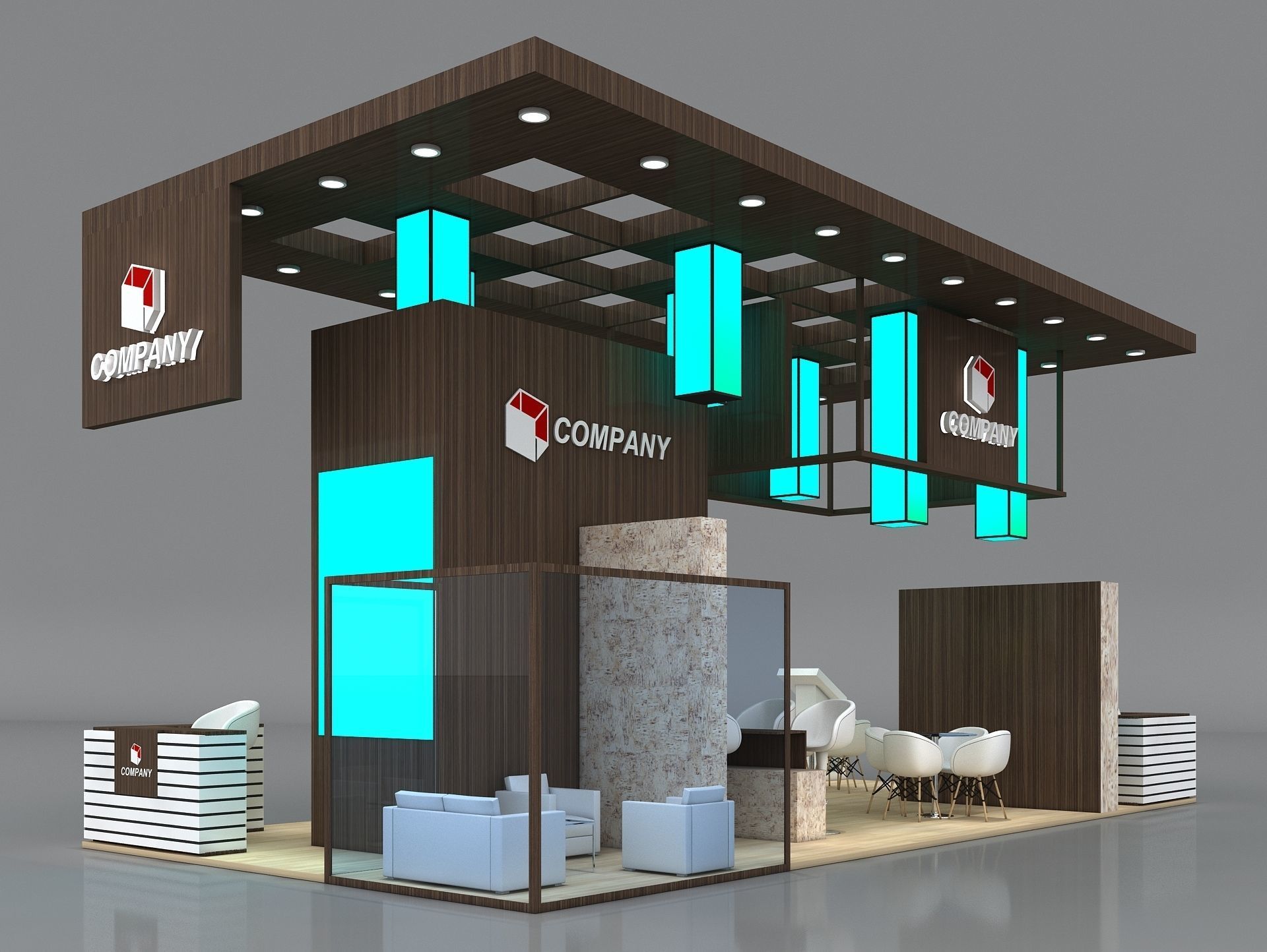 Booth Exhibition Stand Stall 10x5m Height 500 cm 4 Side Open 3D model_5