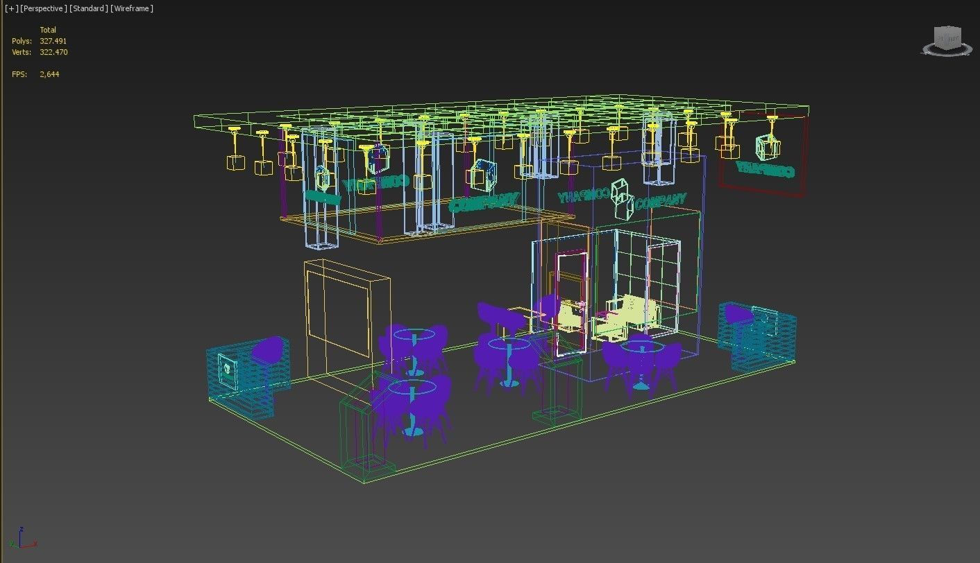 Booth Exhibition Stand Stall 10x5m Height 500 cm 4 Side Open 3D model_8