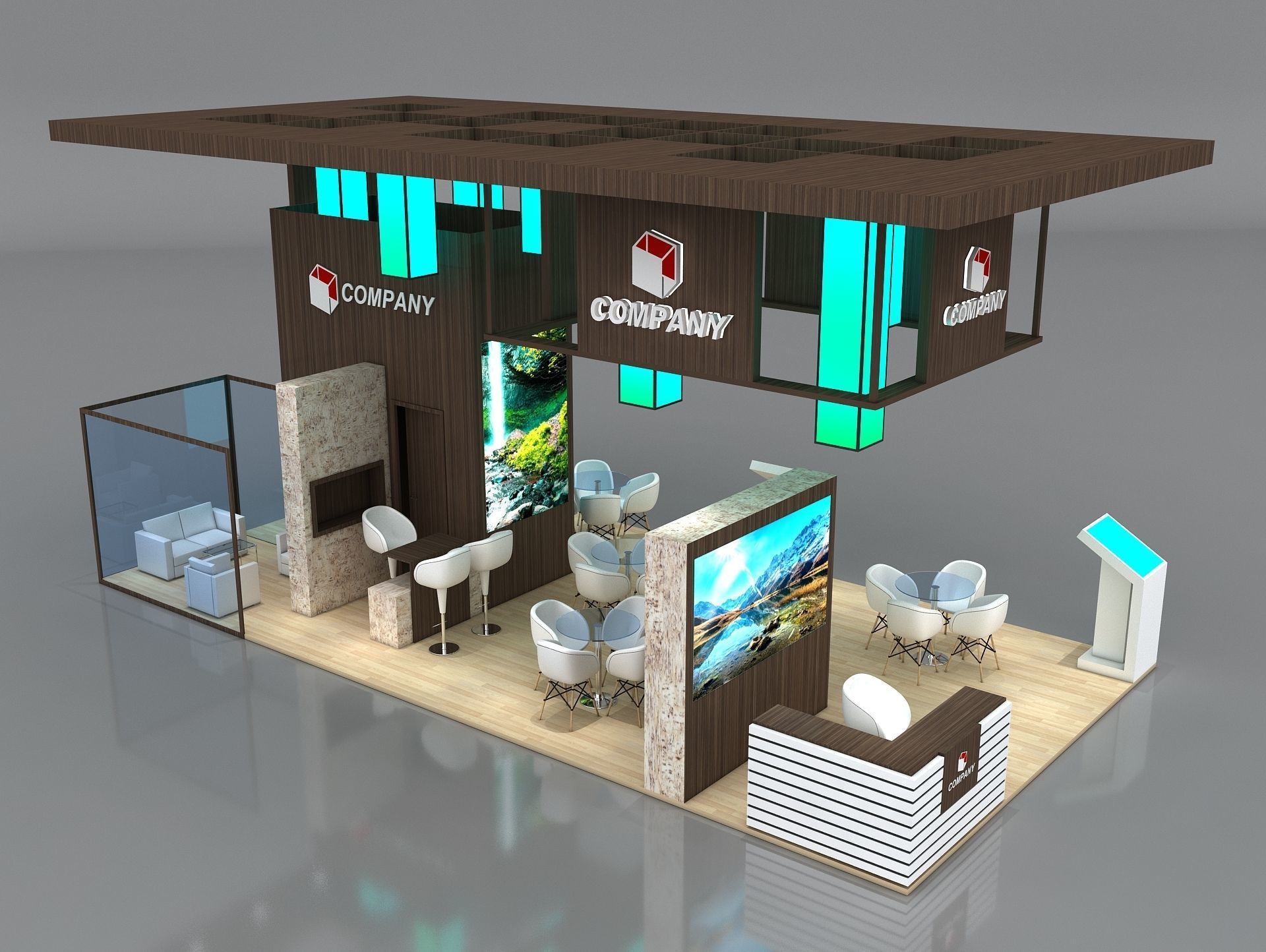 Booth Exhibition Stand Stall 10x5m Height 500 cm 4 Side Open 3D model_4