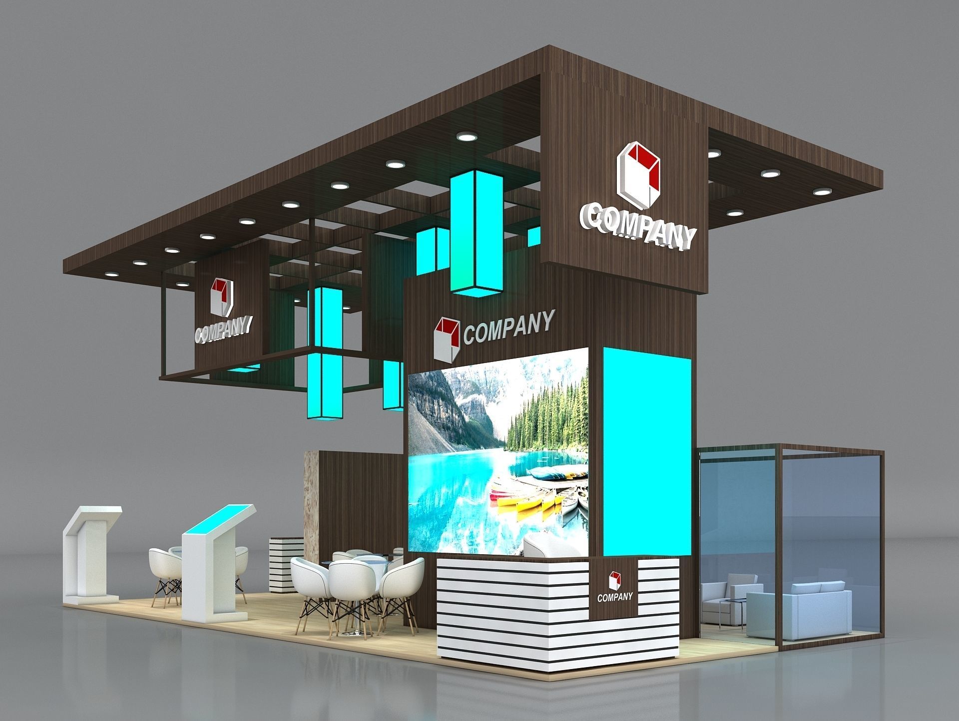 Booth Exhibition Stand Stall 10x5m Height 500 cm 4 Side Open 3D model_6