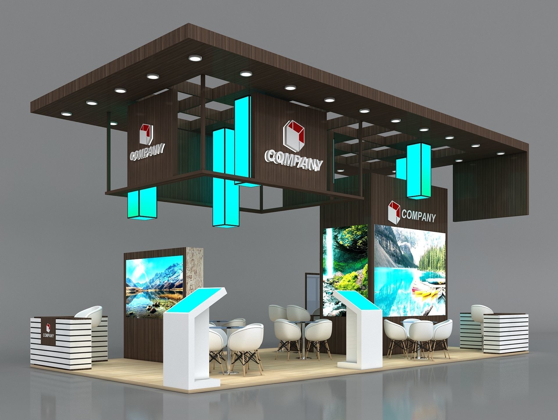 Booth Exhibition Stand Stall 10x5m Height 500 cm 4 Side Open 3D model_1