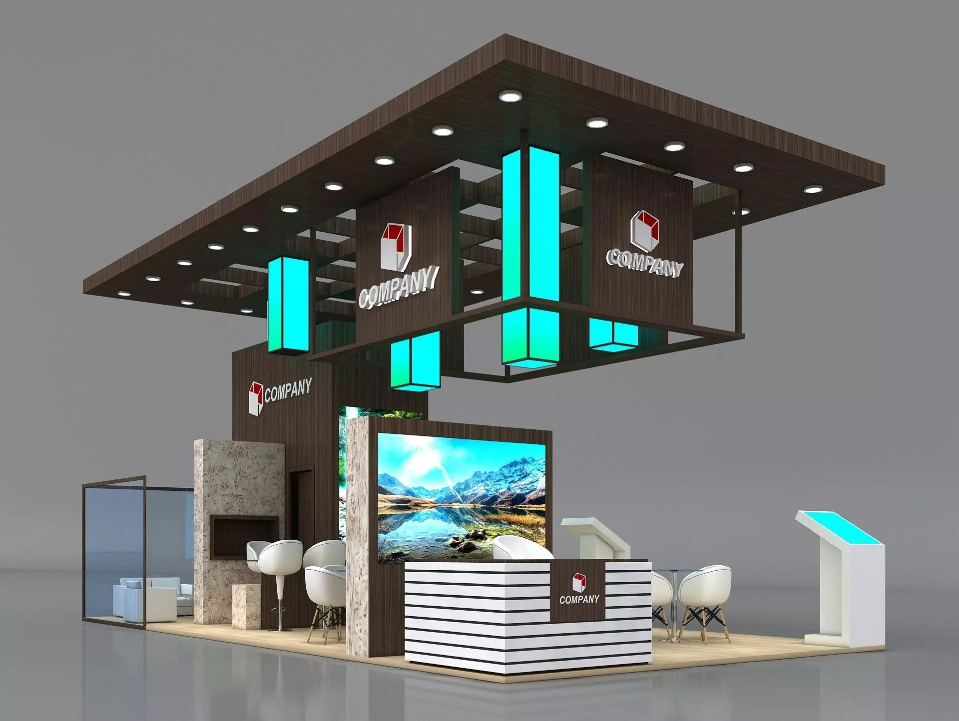Booth Exhibition Stand Stall 10x5m Height 500 cm 4 Side Open 3D model_0