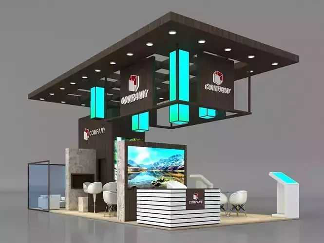 Booth Exhibition Stand Stall 10x5m Height 500 cm 4 Side Open 3D model