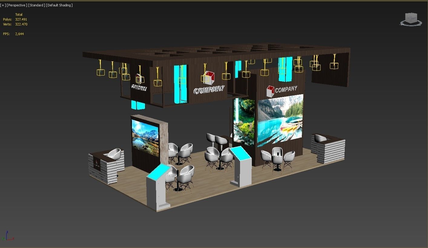 Booth Exhibition Stand Stall 10x5m Height 500 cm 4 Side Open 3D model_7