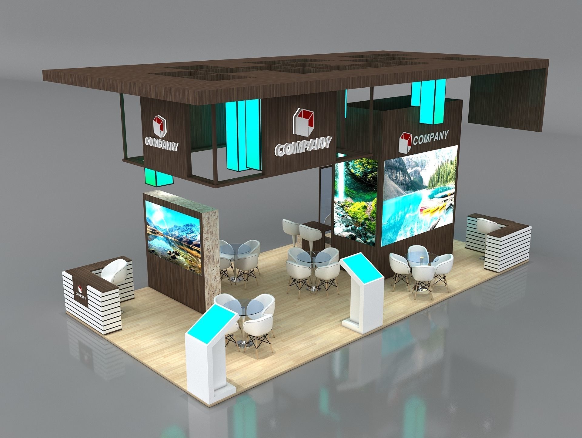 Booth Exhibition Stand Stall 10x5m Height 500 cm 4 Side Open 3D model_3