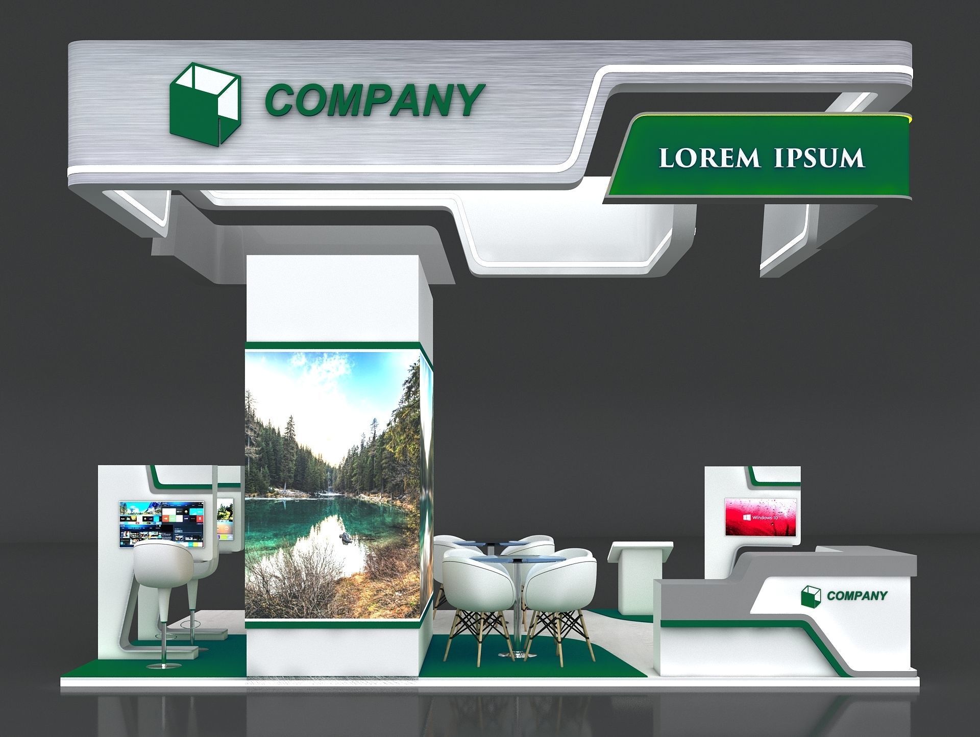 Exhibition Booth Stand Stall 4x6m Height 400 cm 4 Side Open 3D model_5