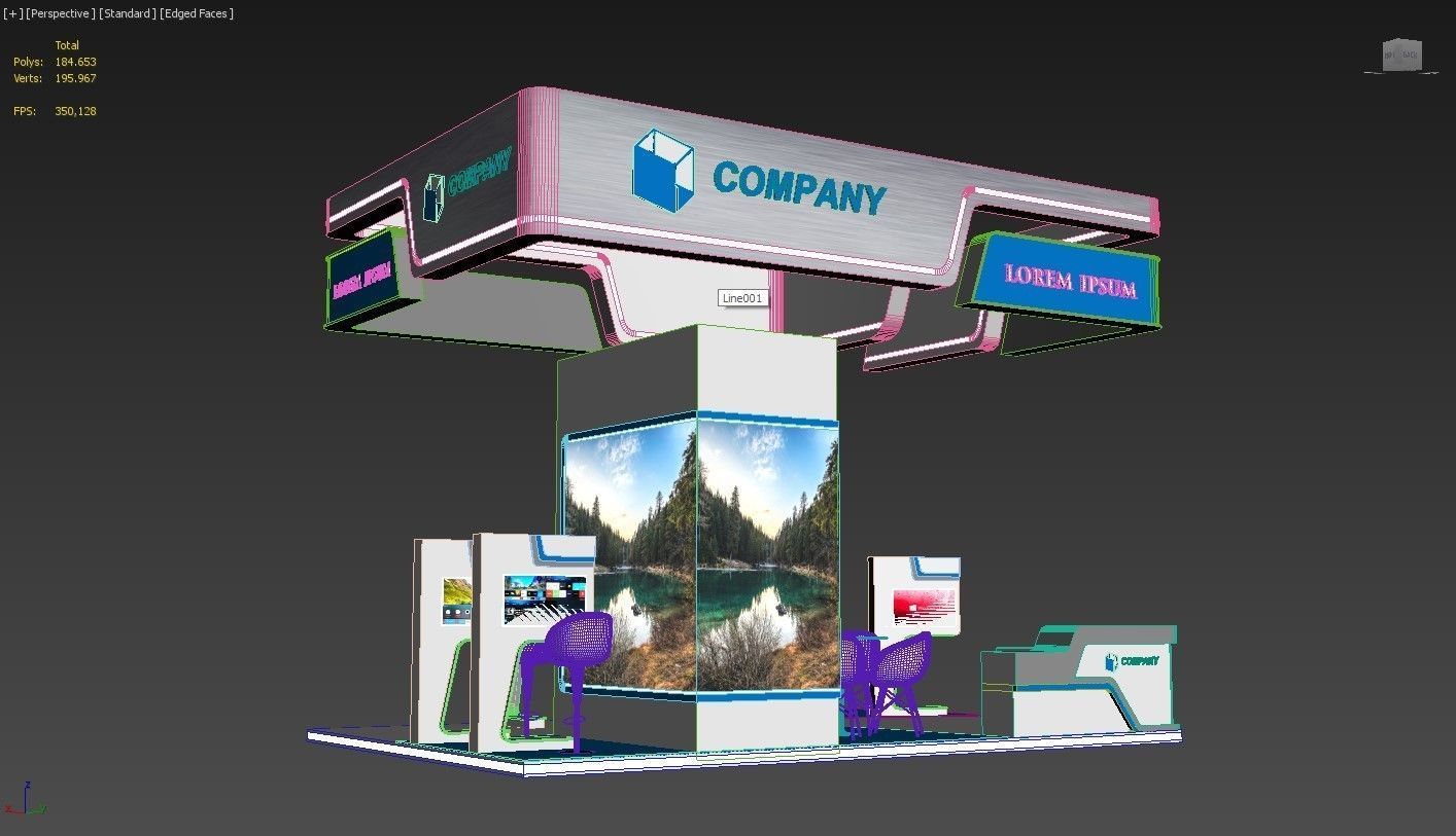 Exhibition Booth Stand Stall 4x6m Height 400 cm 4 Side Open 3D model_9