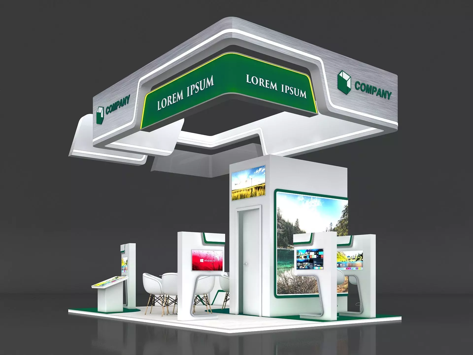 Exhibition Booth Stand Stall 4x6m Height 400 cm 4 Side Open 3D model_0