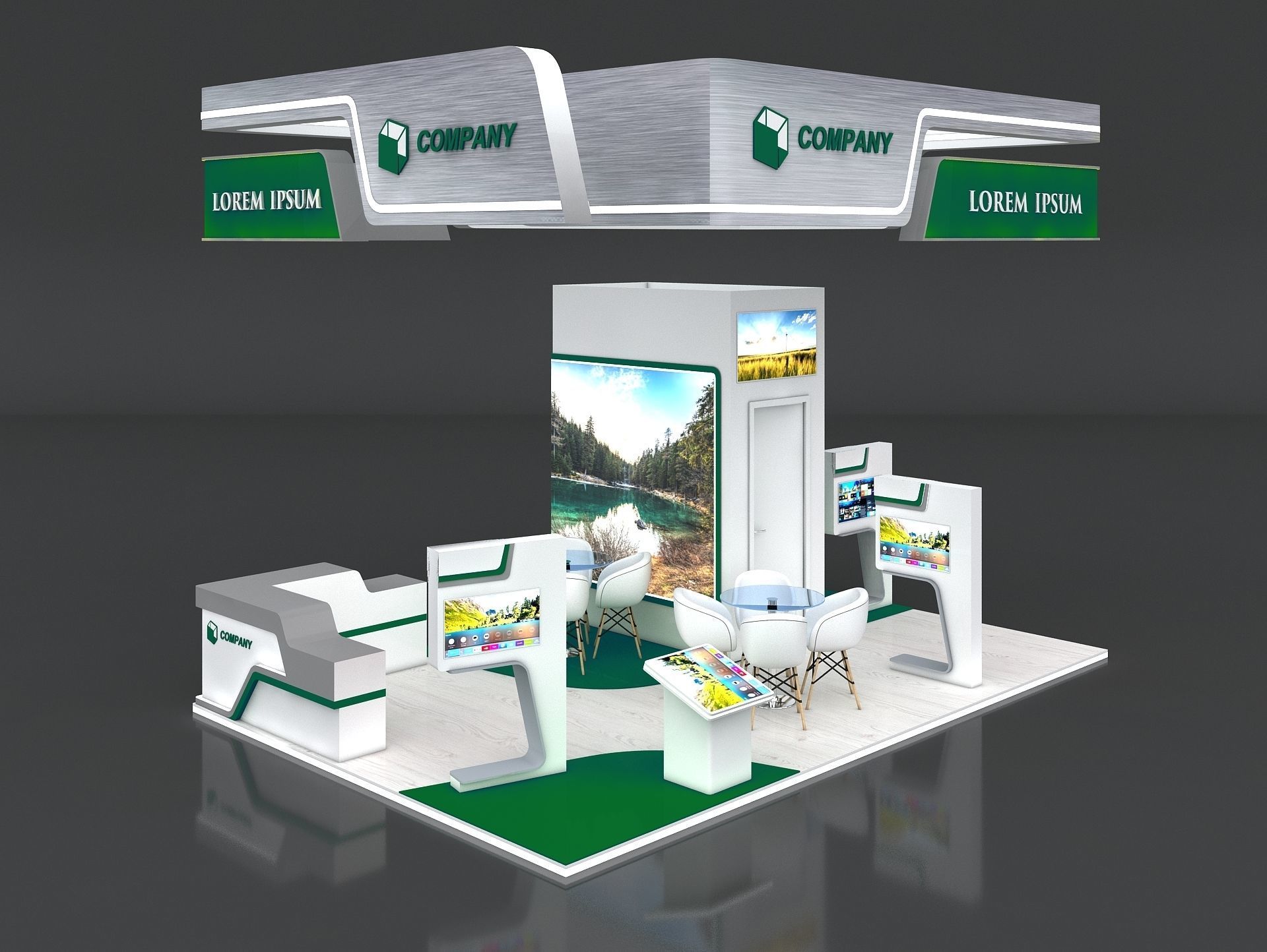 Exhibition Booth Stand Stall 4x6m Height 400 cm 4 Side Open 3D model_1